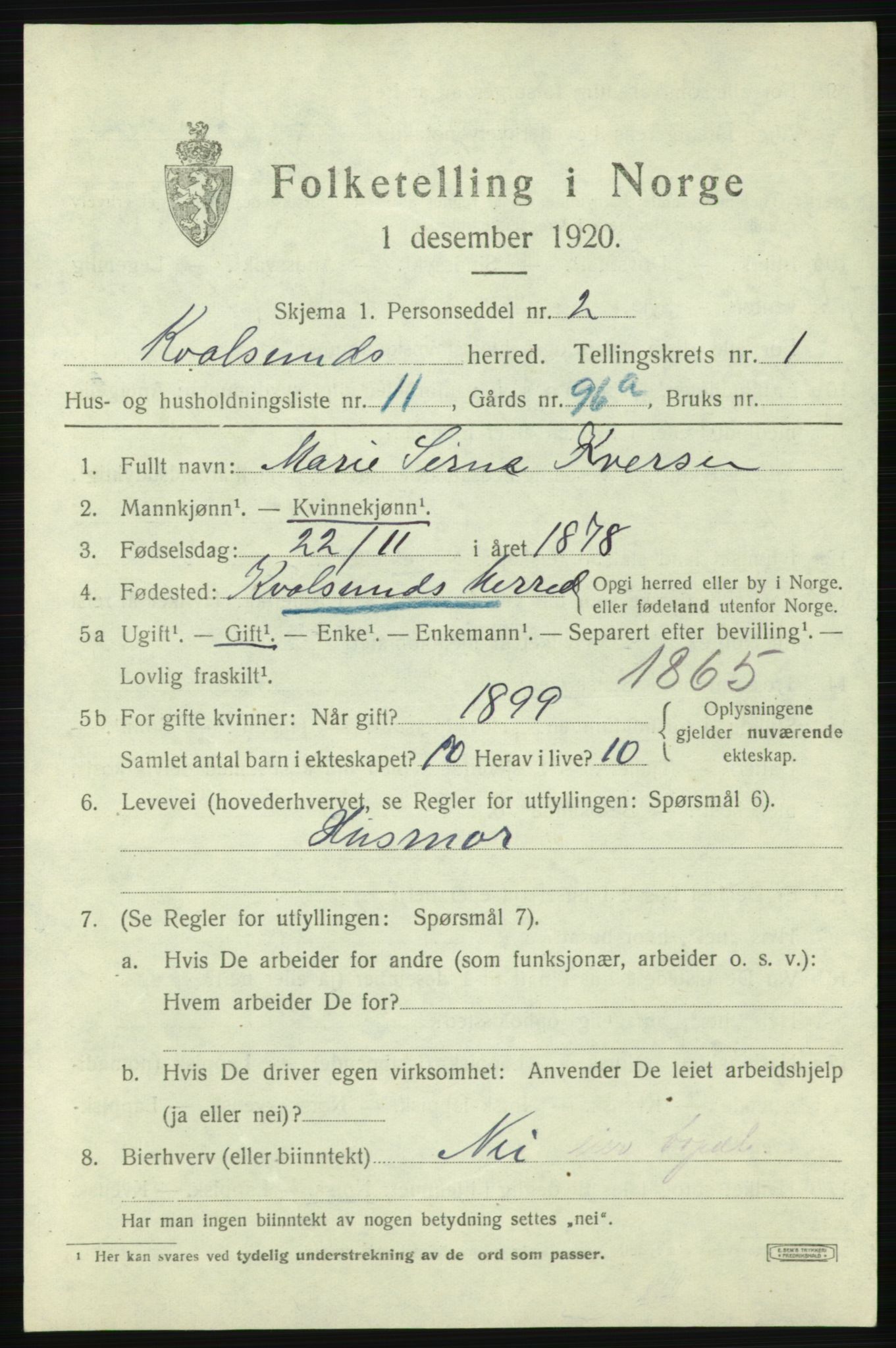 SATØ, Folketelling 1920 for 2017 Kvalsund herred, 1920, s. 614