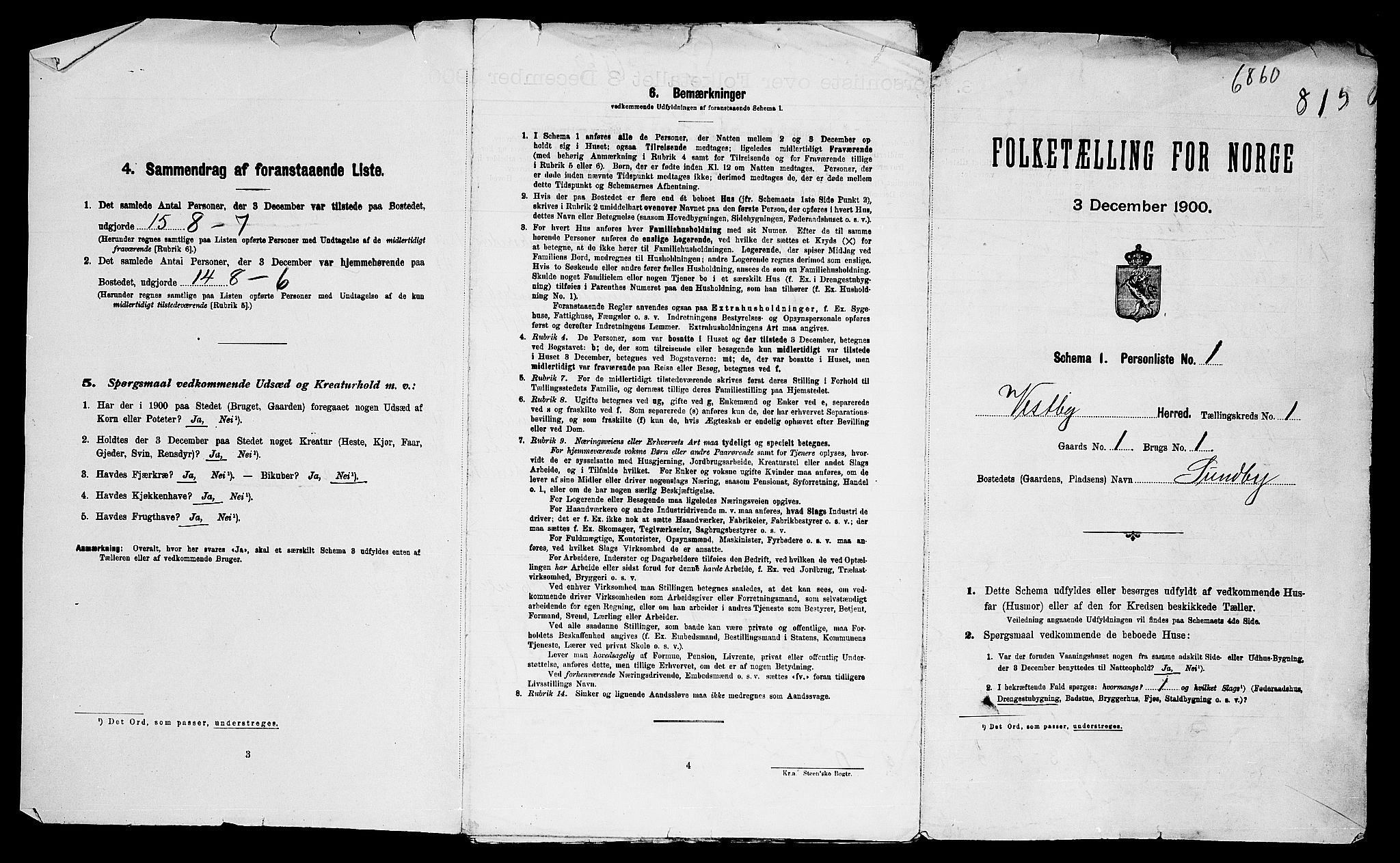 SAO, Folketelling 1900 for 0211 Vestby herred, 1900