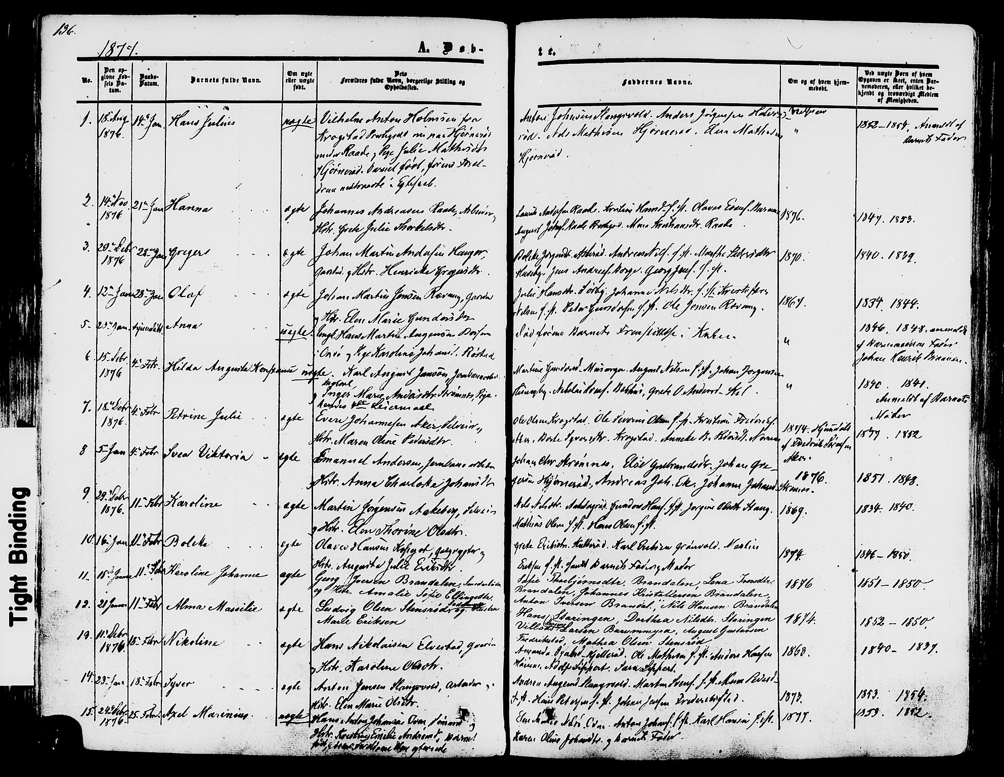 Råde prestekontor kirkebøker, AV/SAO-A-2009/F/Fa/L0006: Ministerialbok nr. 6, 1854-1877, s. 136