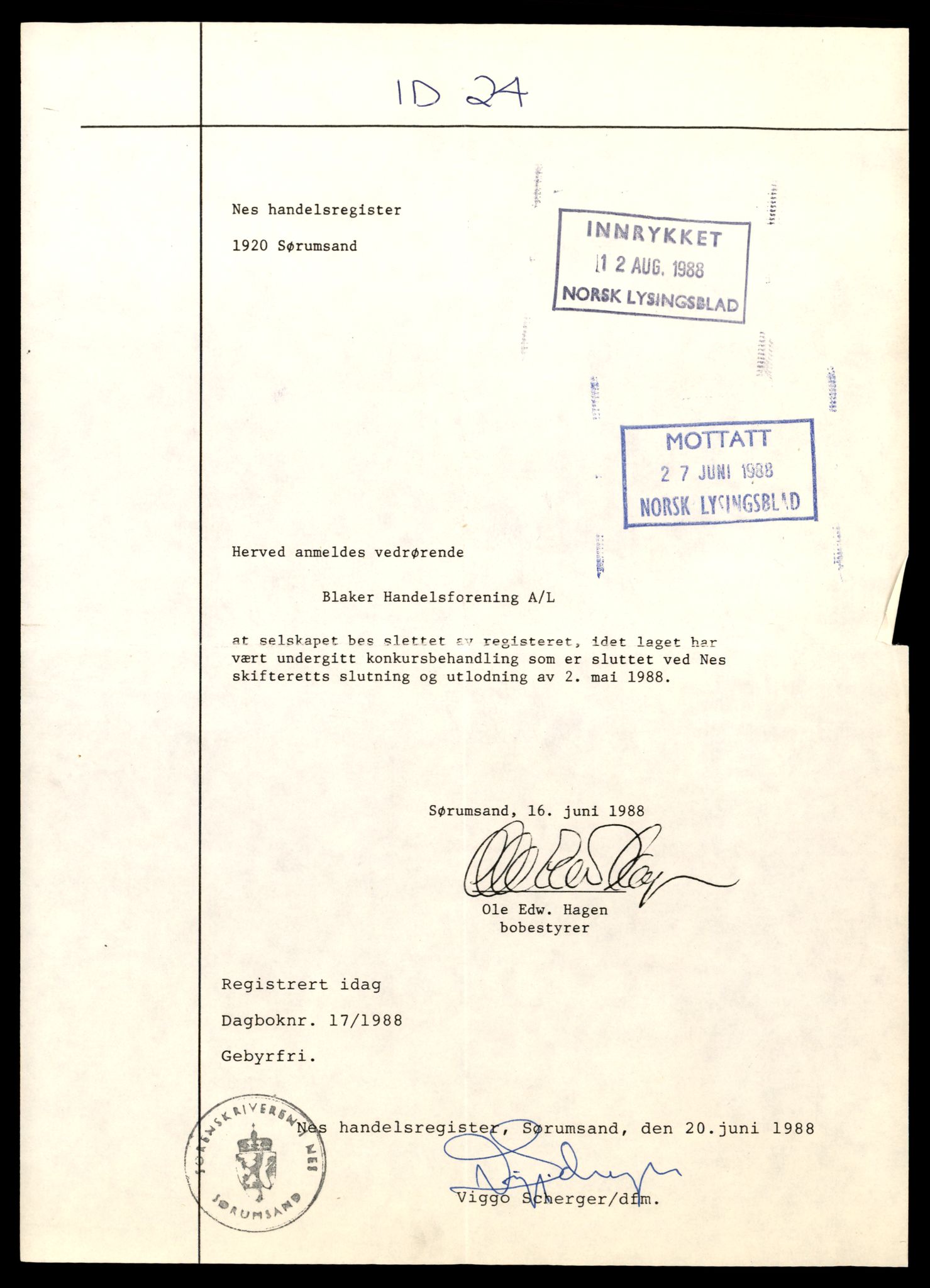 Nes tingrett, AV/SAT-A-10548/K/Ke/Keb/L0024: Andelslag, Bla - Tog, 1944-1990, s. 1