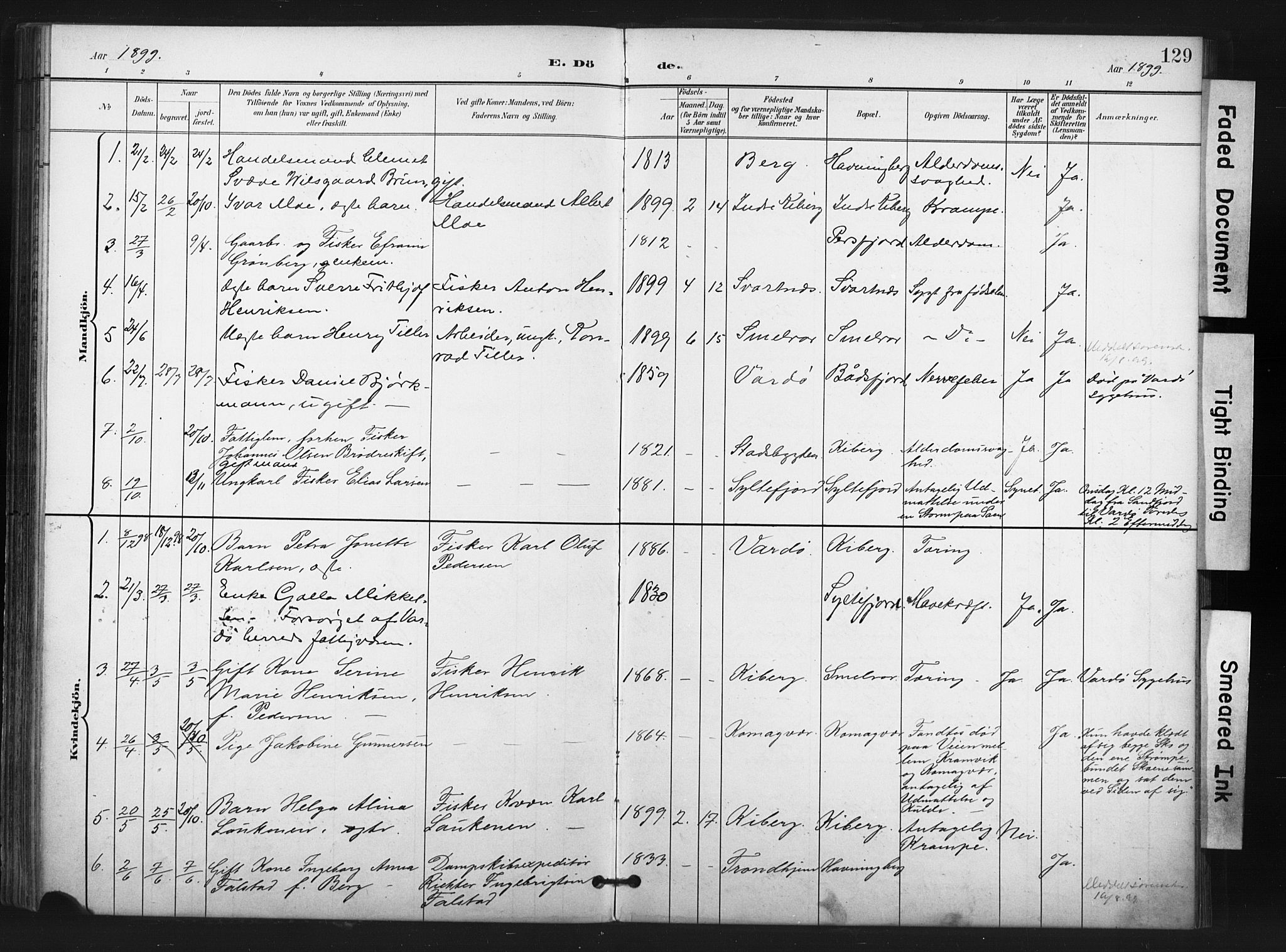 Vardø sokneprestkontor, AV/SATØ-S-1332/H/Ha/L0011kirke: Ministerialbok nr. 11, 1897-1911, s. 129