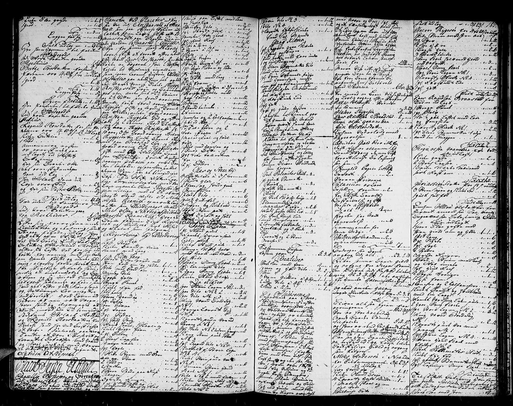 Nedenes sorenskriveri før 1824, SAK/1221-0007/H/Hc/L0017: Skifteprotokoll med register nr 13a, 1734-1737, s. 184b-185a