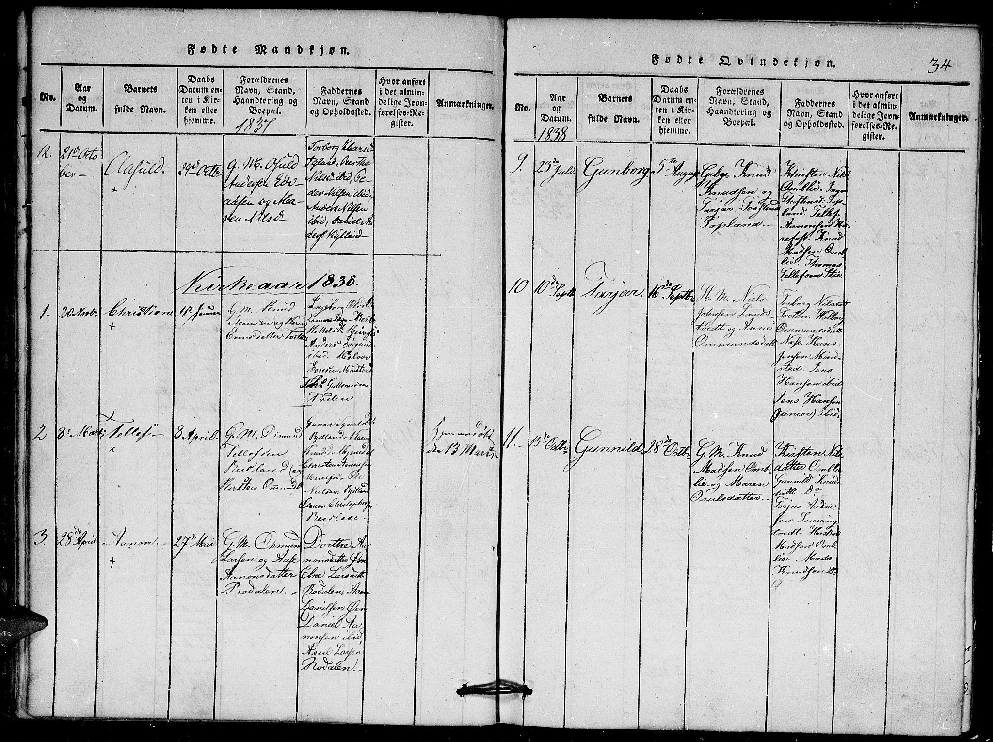 Herefoss sokneprestkontor, AV/SAK-1111-0019/F/Fa/Faa/L0001: Ministerialbok nr. A 1, 1816-1860, s. 34