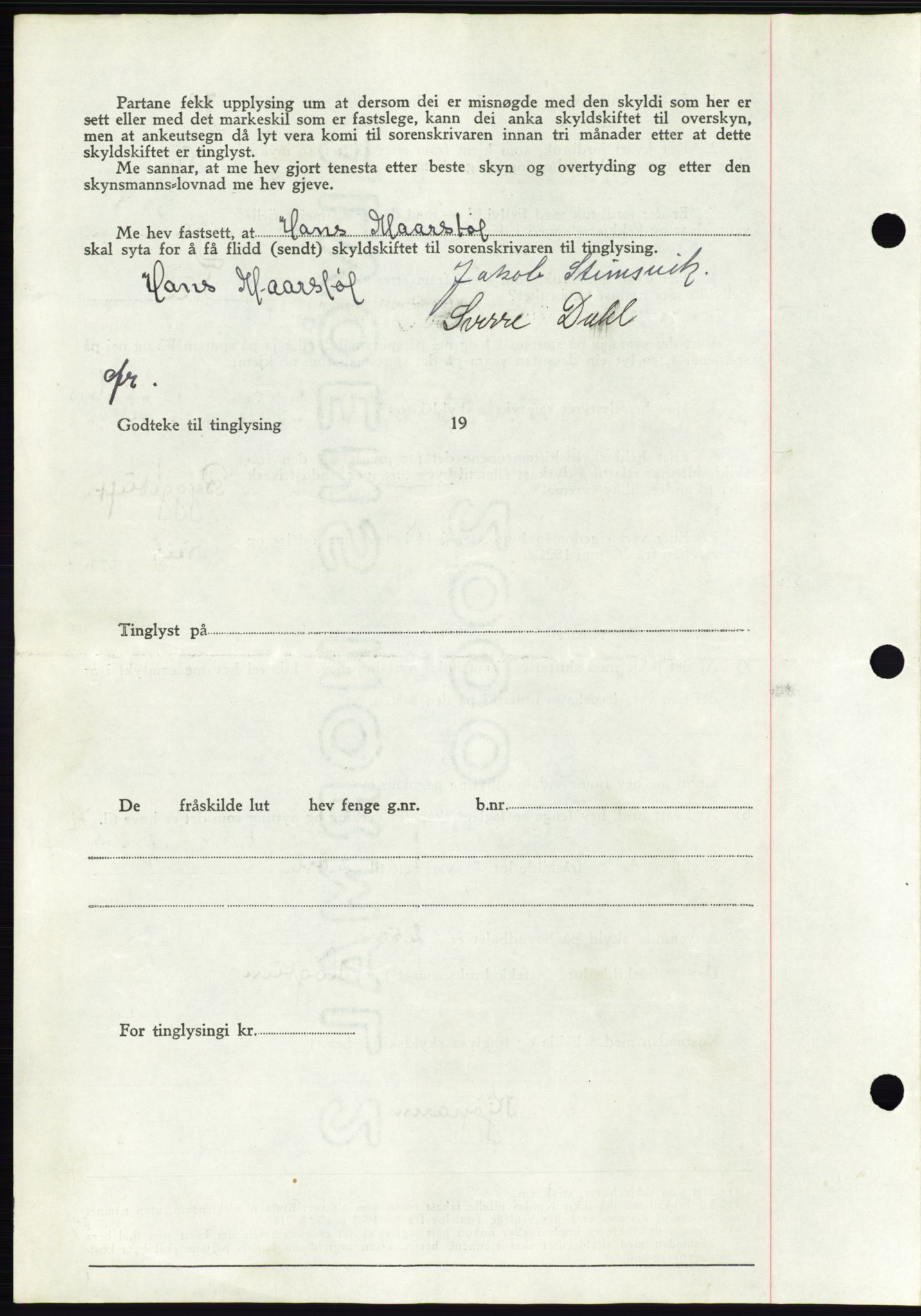 Søre Sunnmøre sorenskriveri, AV/SAT-A-4122/1/2/2C/L0076: Pantebok nr. 2A, 1943-1944, Dagboknr: 199/1944