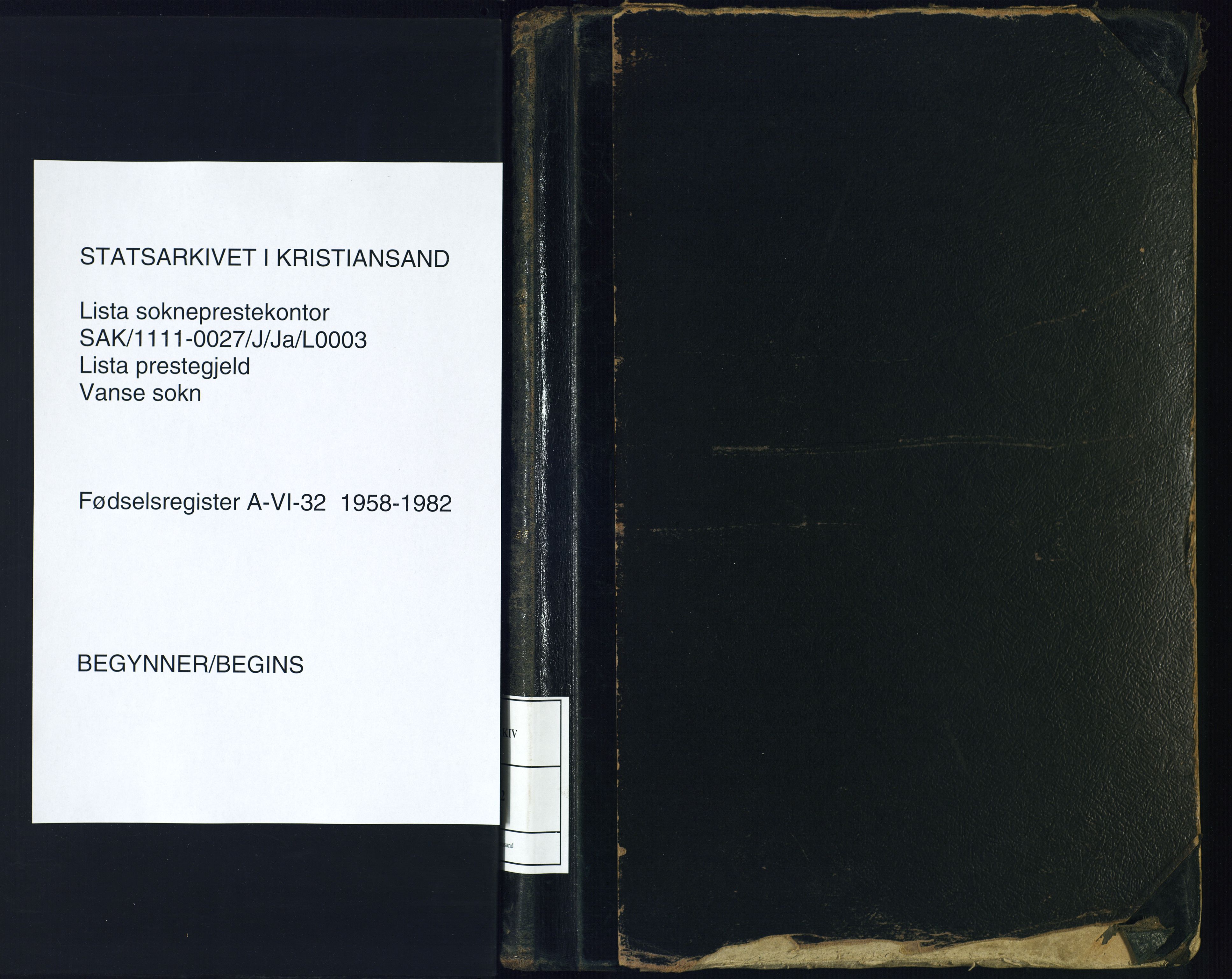 Lista sokneprestkontor, AV/SAK-1111-0027/J/Ja/L0003: Fødselsregister nr. A-VI-32, 1958-1982