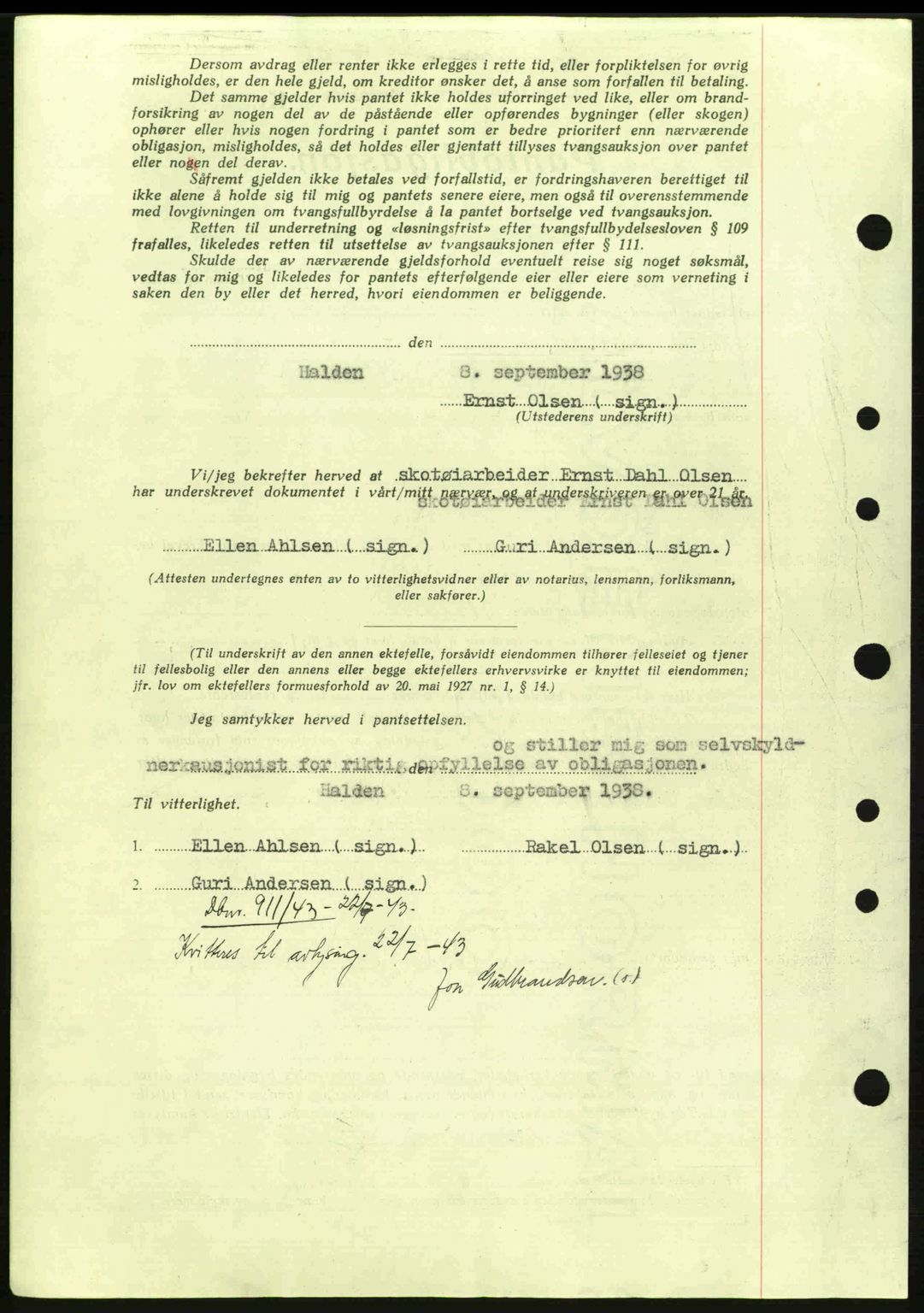 Idd og Marker sorenskriveri, AV/SAO-A-10283/G/Gb/Gbc/L0001: Pantebok nr. B1-3, 1936-1939, Dagboknr: 1045/1938
