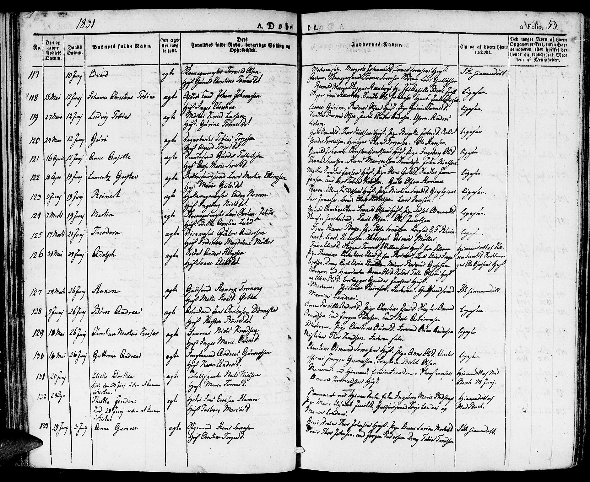 Kristiansand domprosti, AV/SAK-1112-0006/F/Fa/L0011: Ministerialbok nr. A 11, 1827-1841, s. 53