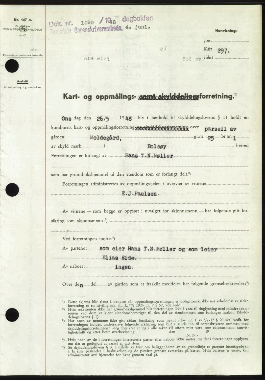 Romsdal sorenskriveri, AV/SAT-A-4149/1/2/2C: Pantebok nr. A26, 1948-1948, Dagboknr: 1420/1948