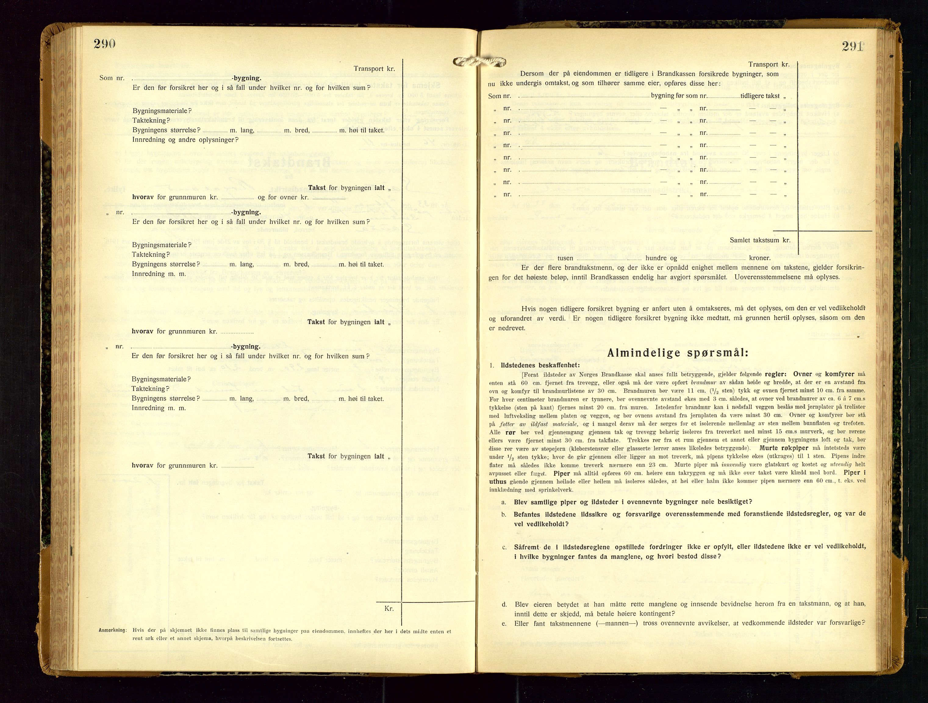 Sauda lensmannskontor, AV/SAST-A-100177/Gob/L0003: Branntakstprotokoll - skjematakst, 1928-1936, s. 290-291