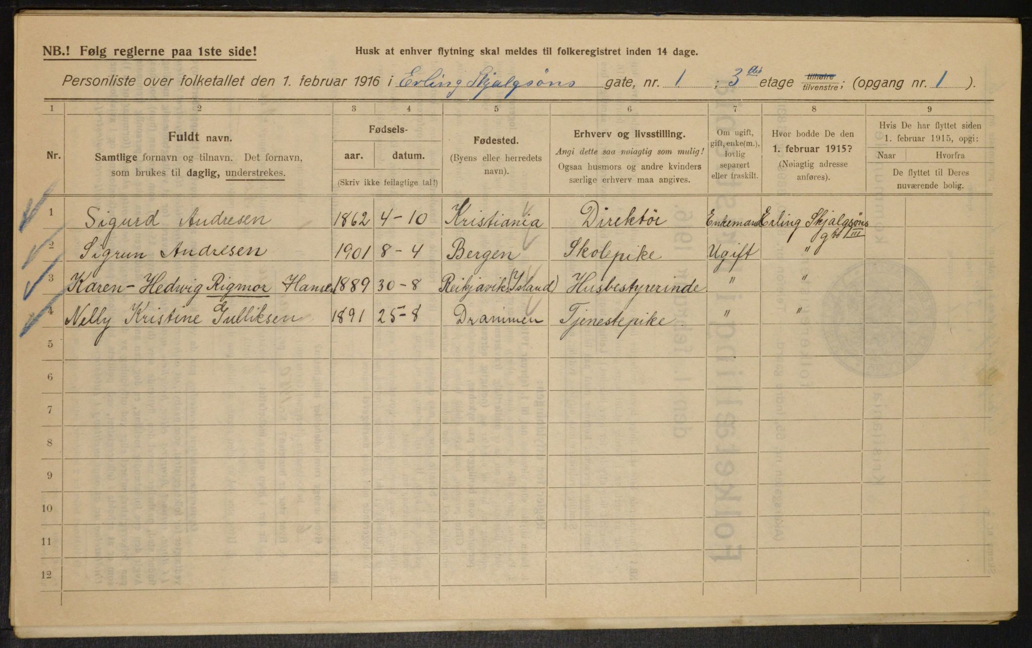 OBA, Kommunal folketelling 1.2.1916 for Kristiania, 1916, s. 22414