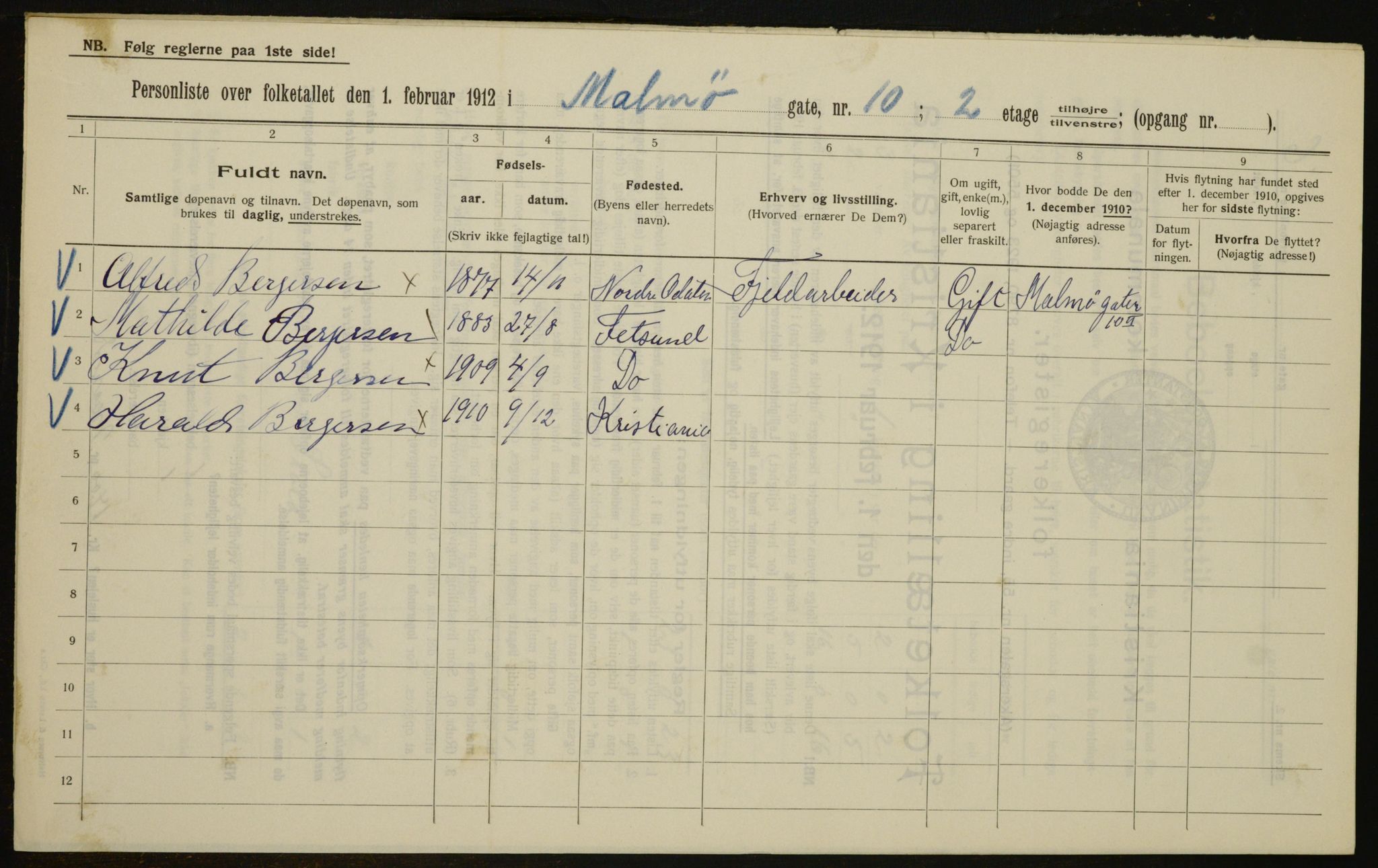 OBA, Kommunal folketelling 1.2.1912 for Kristiania, 1912, s. 60483