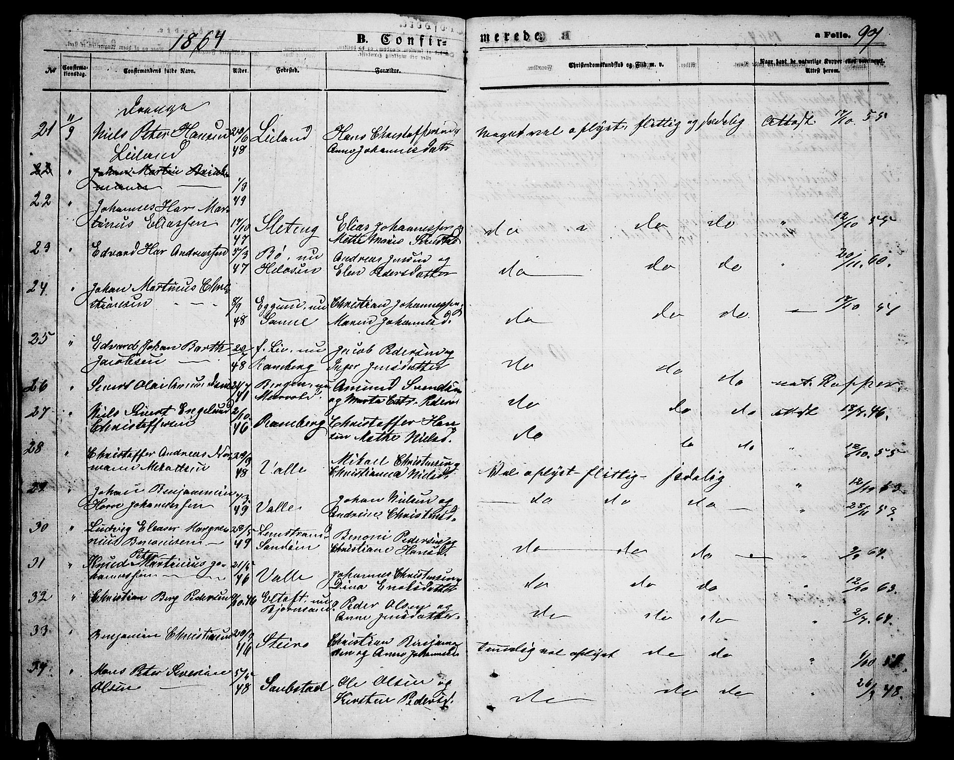 Ministerialprotokoller, klokkerbøker og fødselsregistre - Nordland, AV/SAT-A-1459/880/L1140: Klokkerbok nr. 880C02, 1861-1875, s. 97