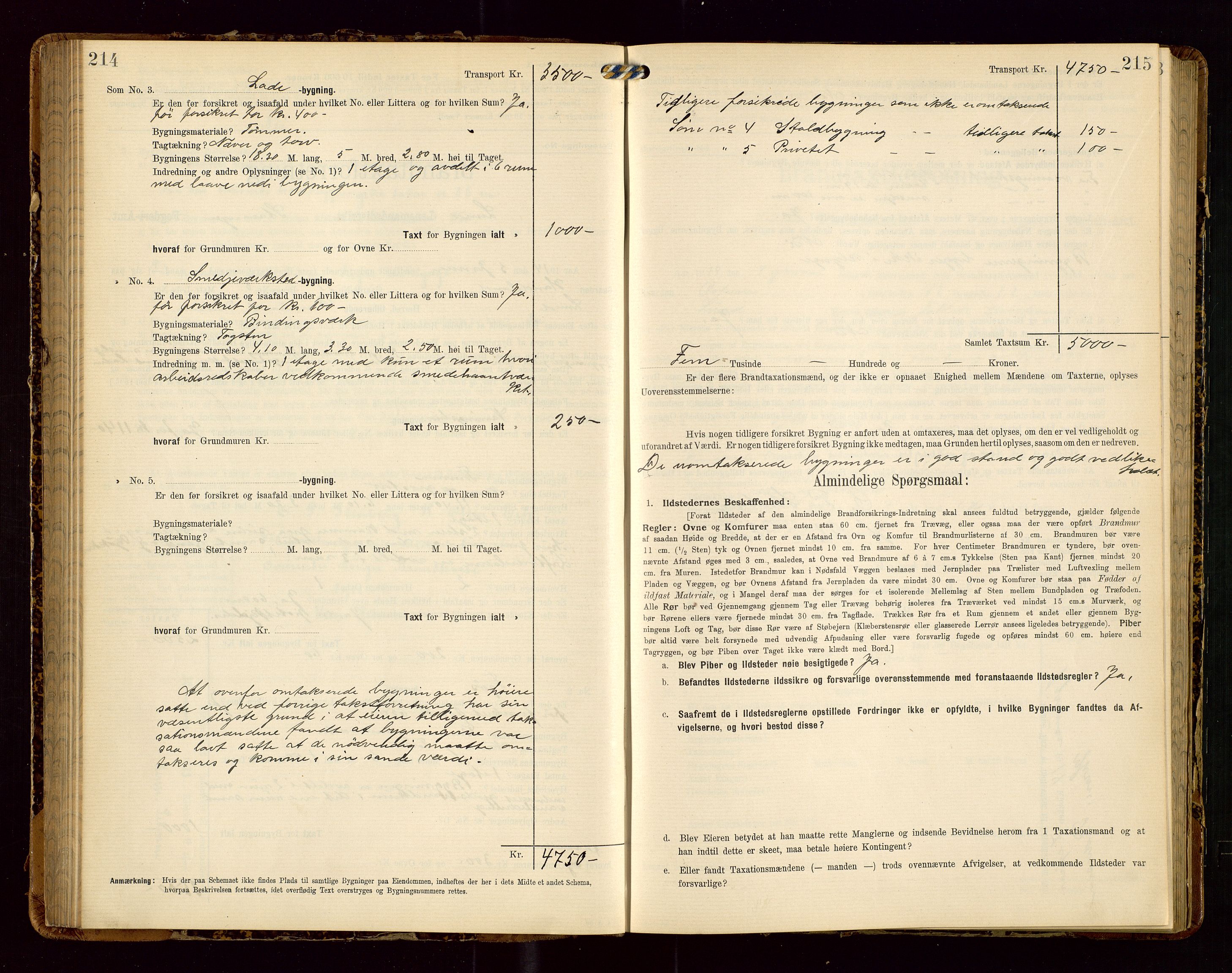 Lund lensmannskontor, AV/SAST-A-100303/Gob/L0002: "Brandtakstprotokol", 1908-1918, s. 214-215