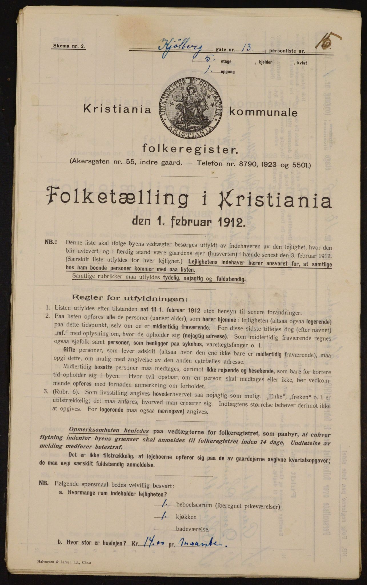 OBA, Kommunal folketelling 1.2.1912 for Kristiania, 1912, s. 51797