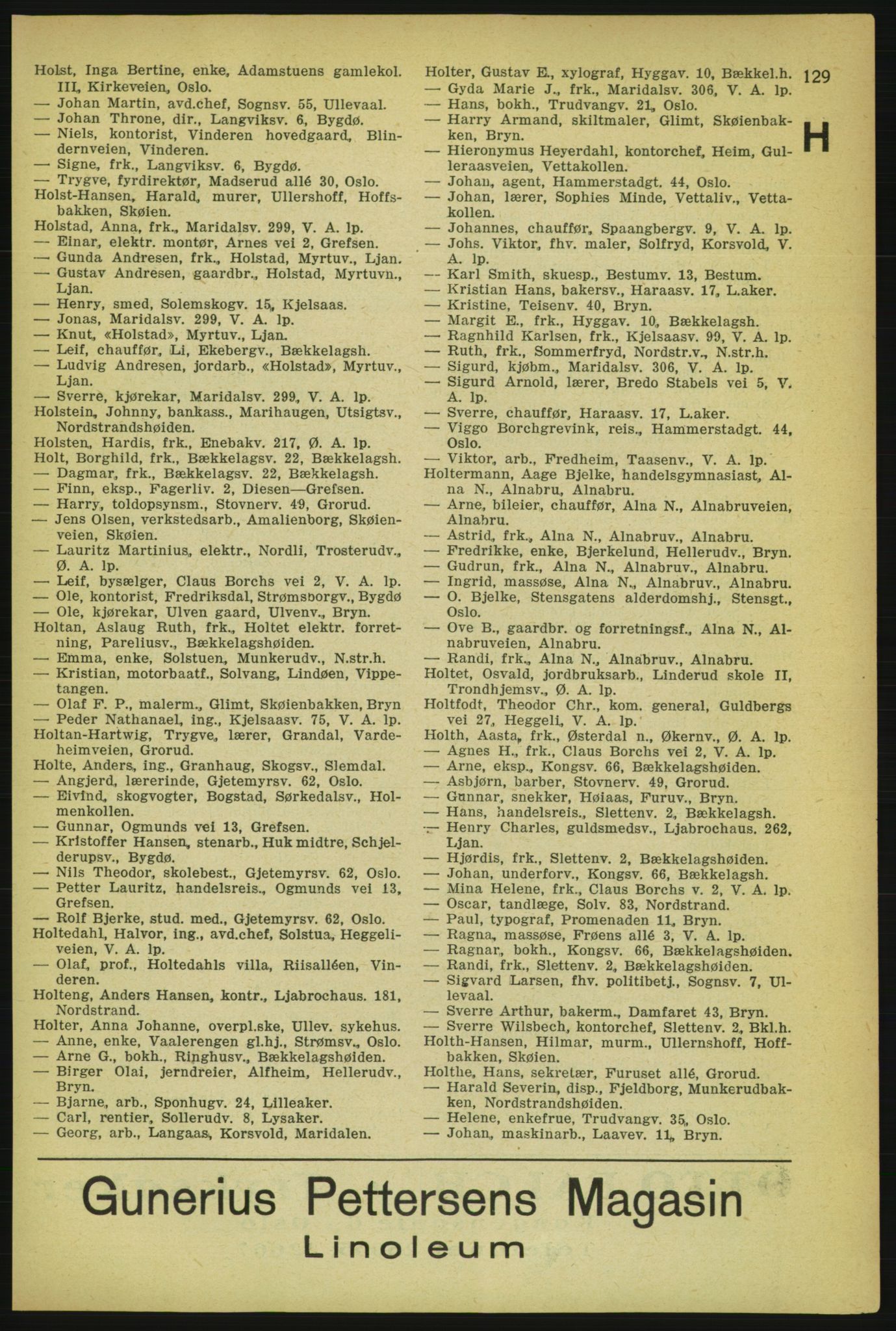 Aker adressebok/adressekalender, PUBL/001/A/004: Aker adressebok, 1929, s. 129