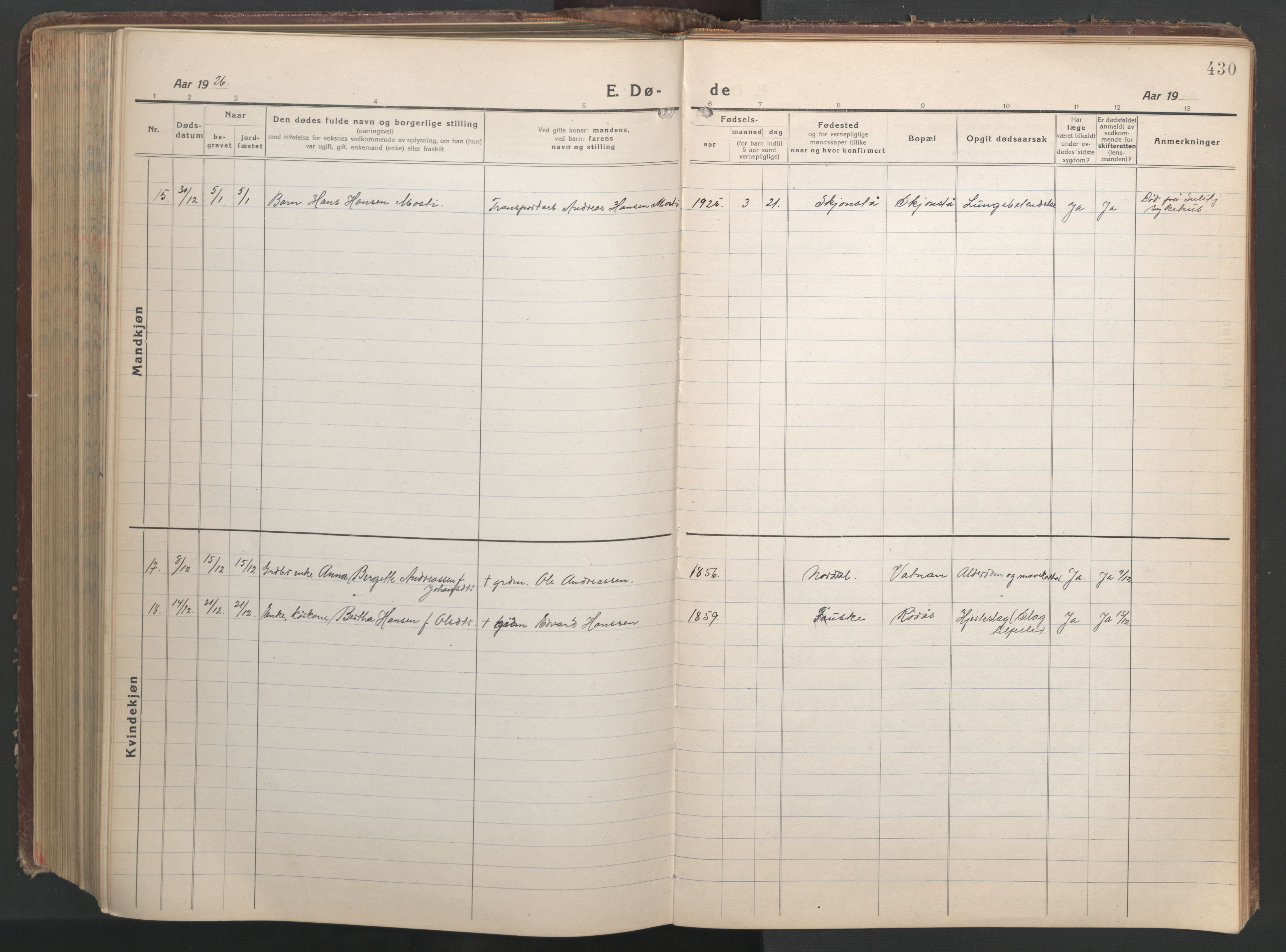 Ministerialprotokoller, klokkerbøker og fødselsregistre - Nordland, AV/SAT-A-1459/849/L0700: Klokkerbok nr. 849C01, 1919-1946, s. 430