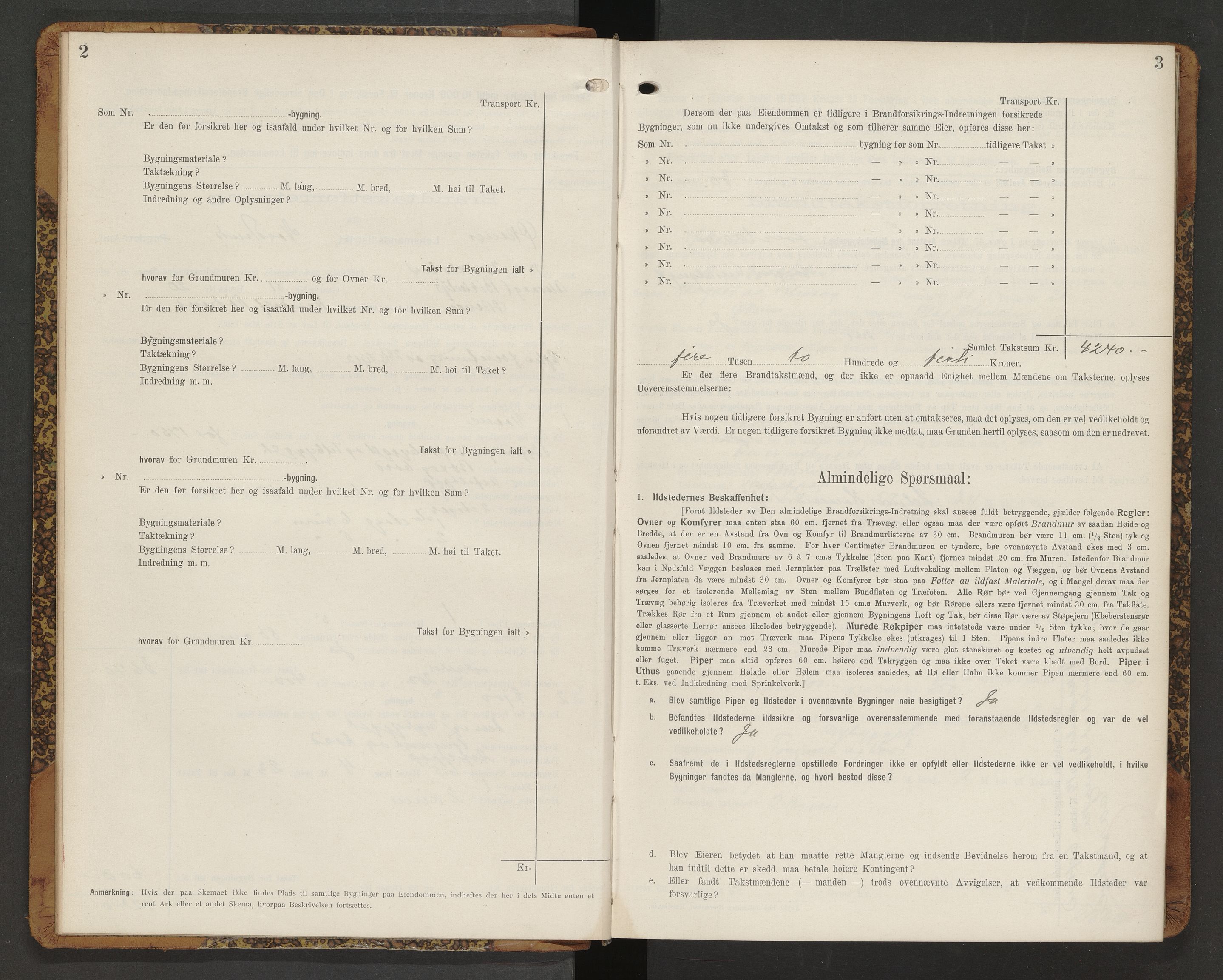 Norges Brannkasse Øksnes, AV/SAT-A-5589/Fb/L0004: Branntakstprotokoll, 1913-1916