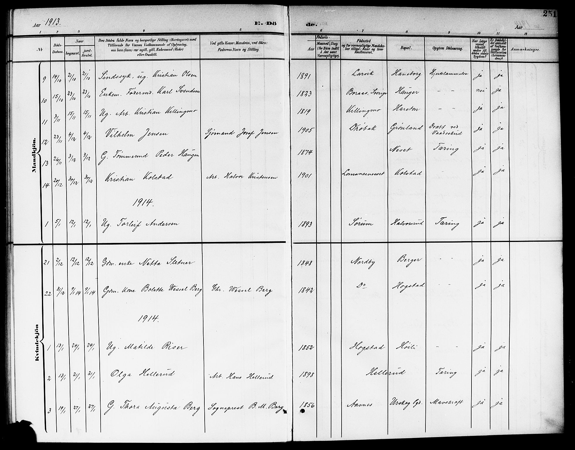 Aurskog prestekontor Kirkebøker, AV/SAO-A-10304a/G/Ga/L0004: Klokkerbok nr. I 4, 1901-1921, s. 251