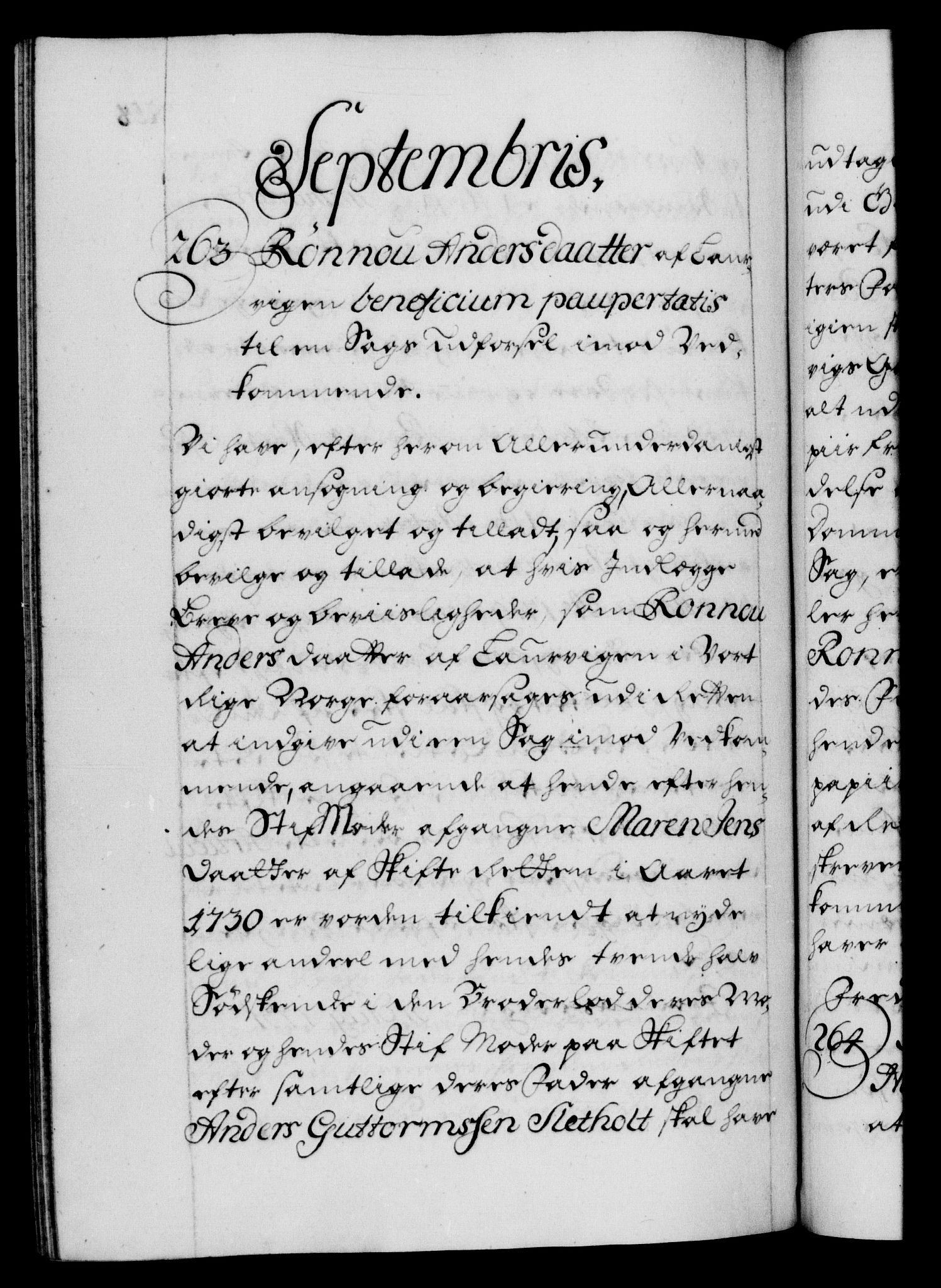 Danske Kanselli 1572-1799, RA/EA-3023/F/Fc/Fca/Fcaa/L0027: Norske registre, 1730-1732, s. 258b