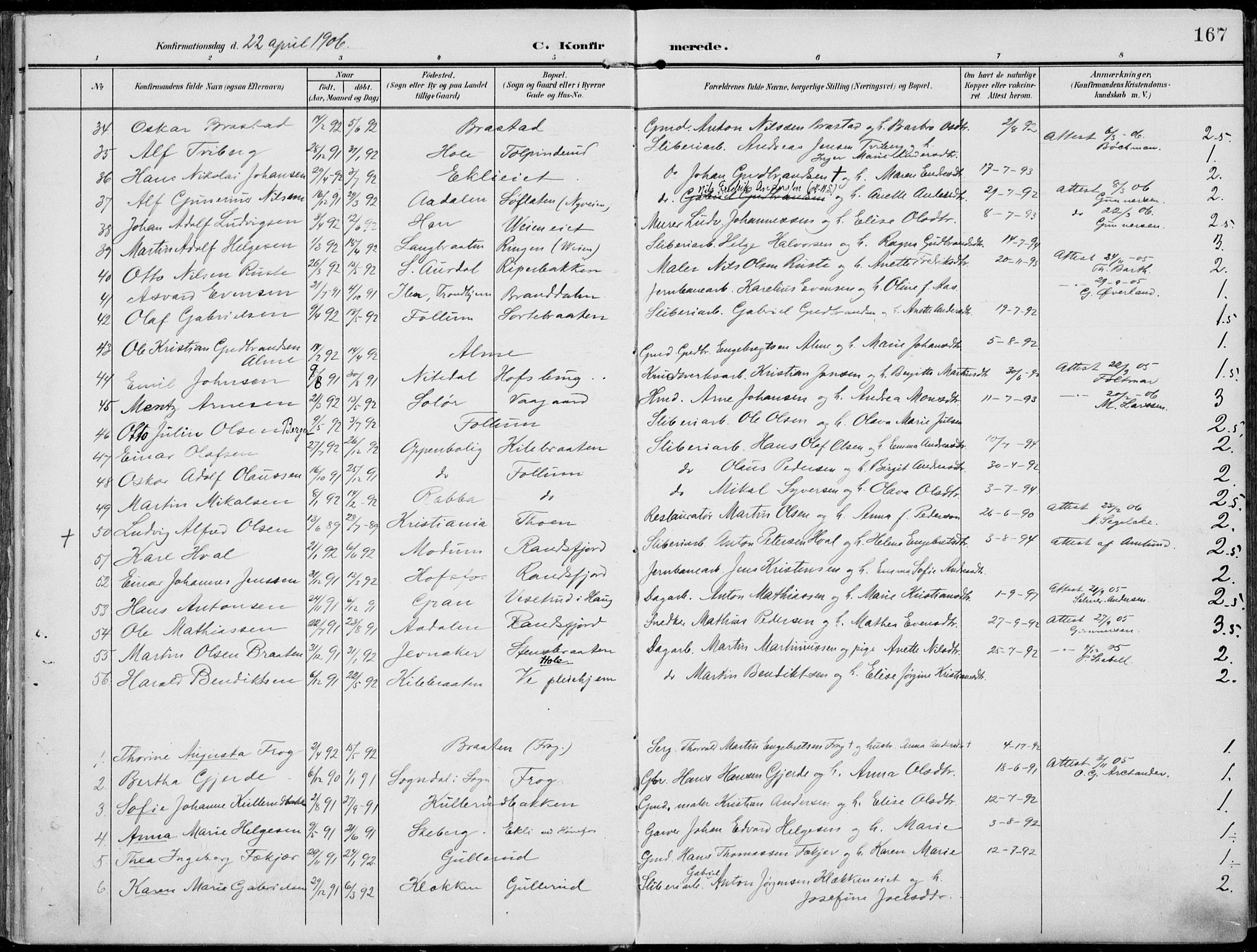Norderhov kirkebøker, AV/SAKO-A-237/F/Fa/L0017: Ministerialbok nr. 17, 1903-1919, s. 167