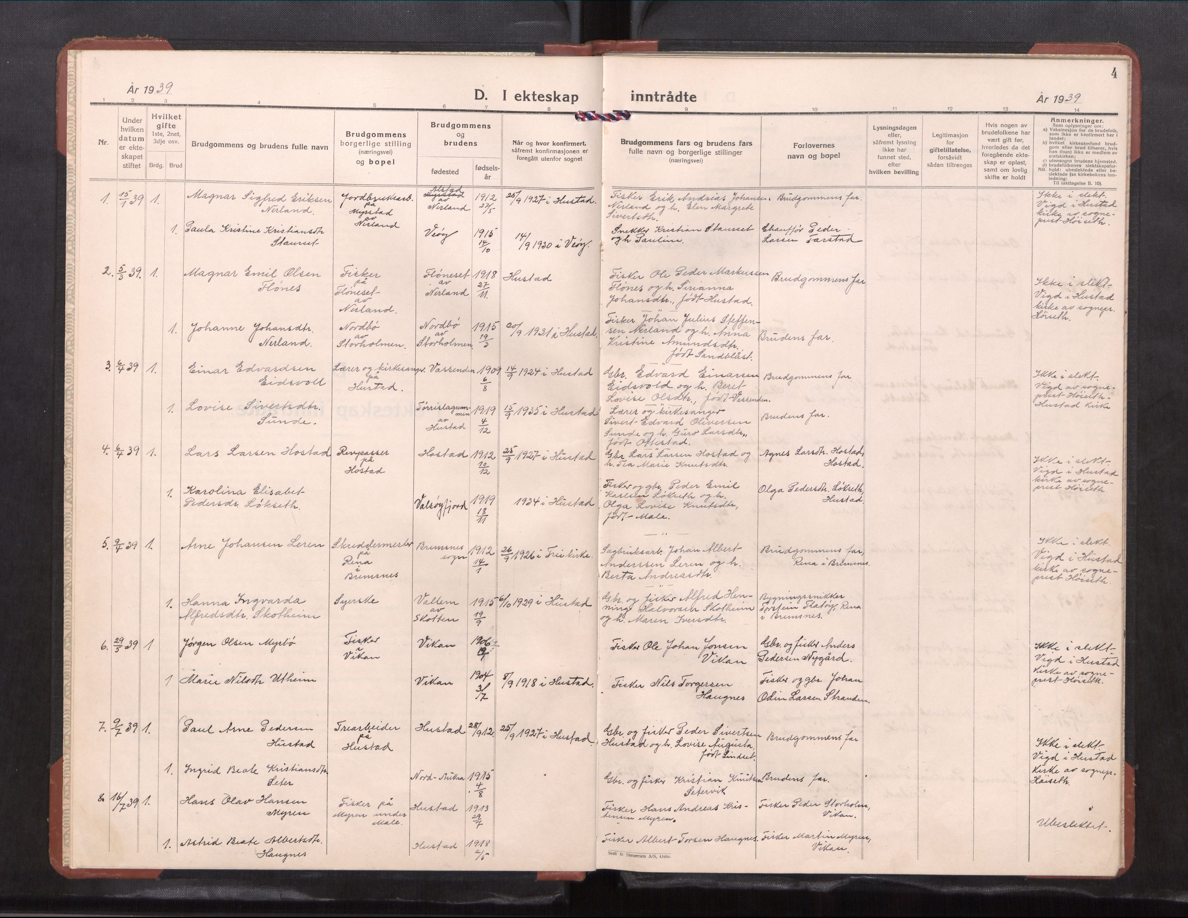 Ministerialprotokoller, klokkerbøker og fødselsregistre - Møre og Romsdal, AV/SAT-A-1454/567/L0787: Klokkerbok nr. 567---, 1939-1954, s. 4