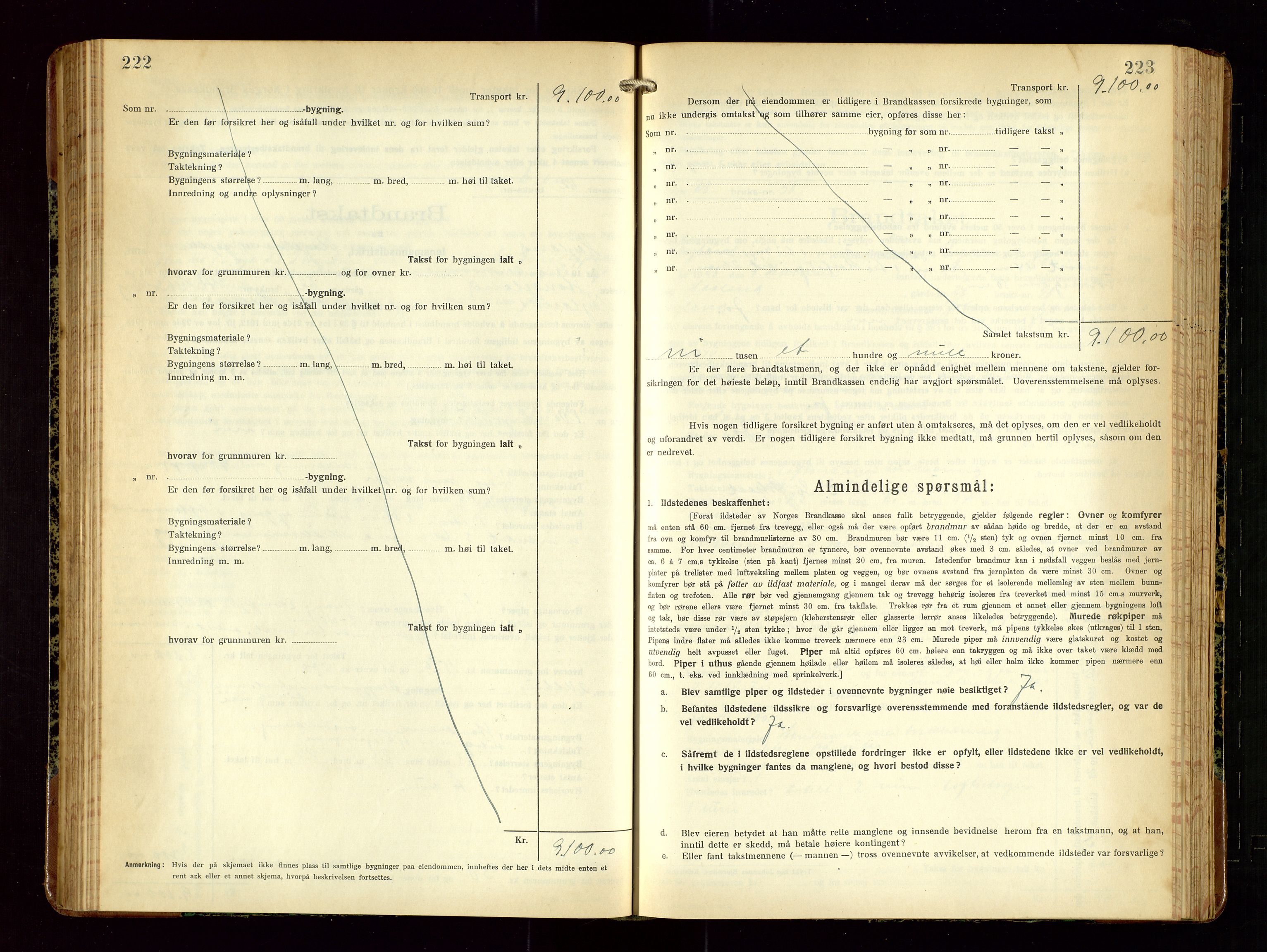 Høyland/Sandnes lensmannskontor, AV/SAST-A-100166/Gob/L0004: "Brandtakstprotokol", 1924-1933, s. 222-223