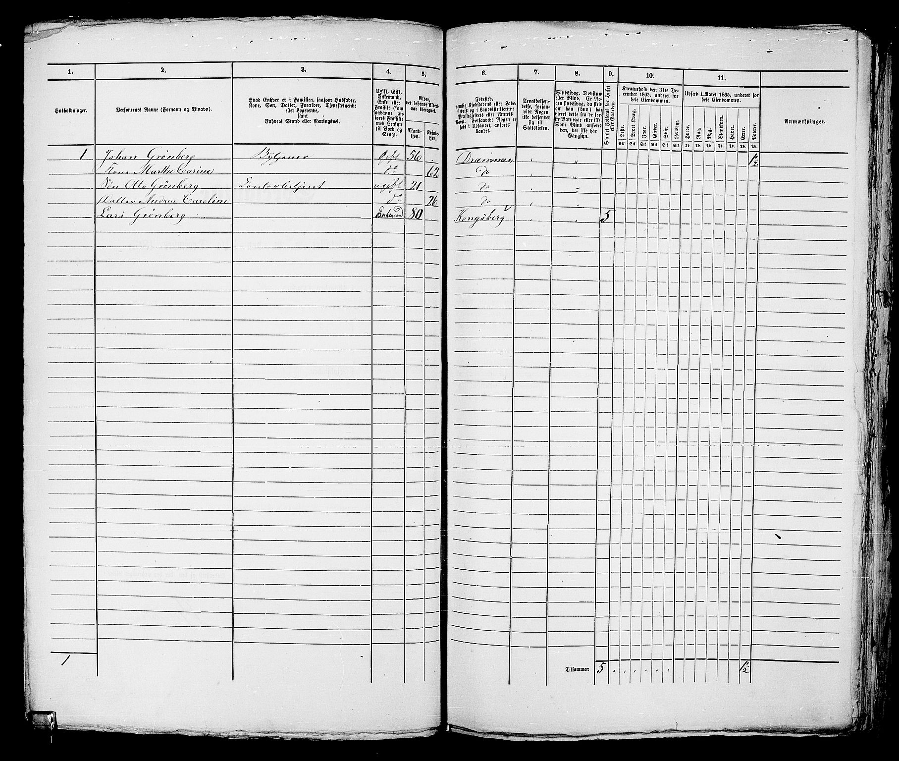 RA, Folketelling 1865 for 0602bP Strømsø prestegjeld i Drammen kjøpstad, 1865, s. 214