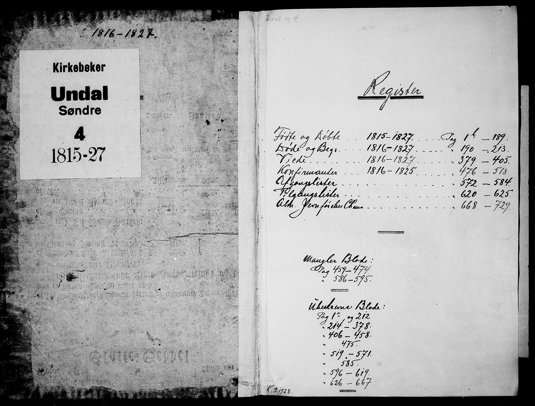 Sør-Audnedal sokneprestkontor, AV/SAK-1111-0039/F/Fb/Fbb/L0001: Klokkerbok nr. B 1, 1815-1827