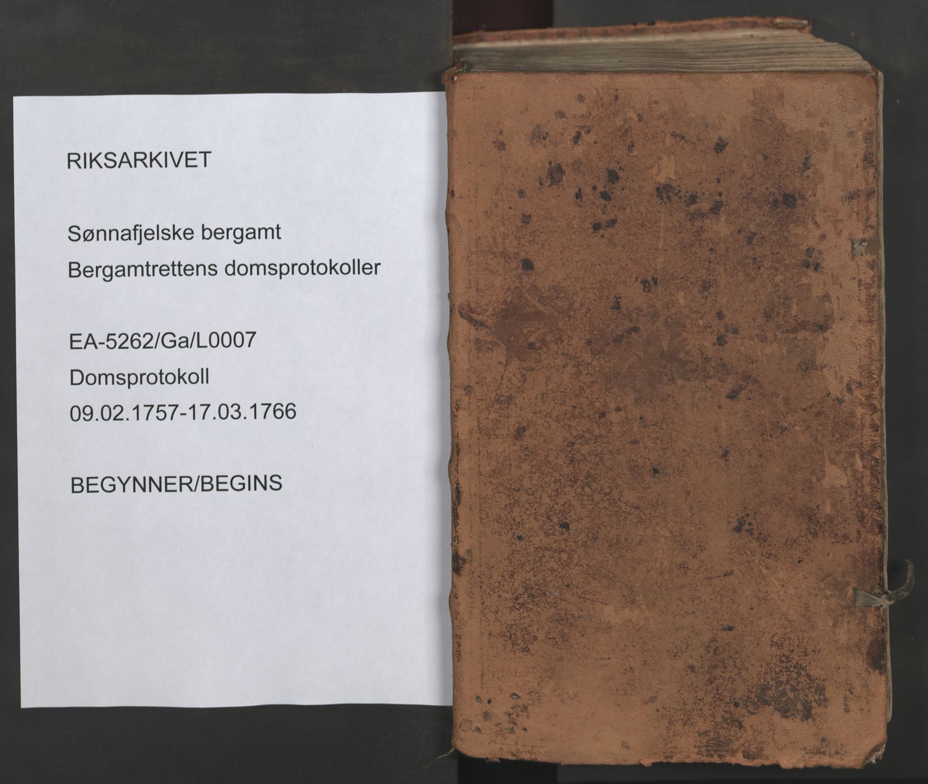 Sønnafjelske bergamt , SAKO/EA-5262/G/Ga/L0007: Domsprotokoll, 1757-1766
