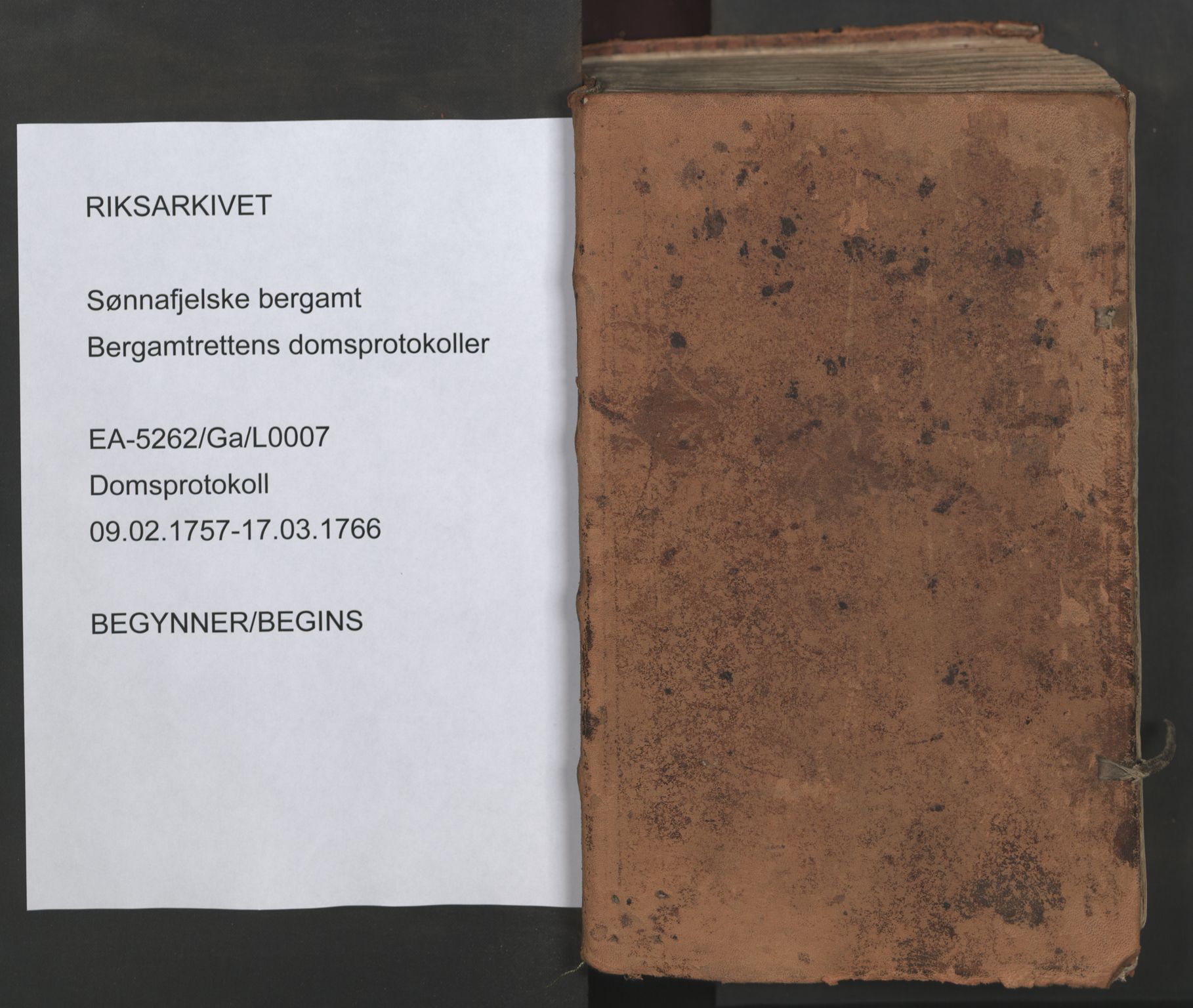 Sønnafjelske bergamt , AV/SAKO-EA-5262/G/Ga/L0007: Domsprotokoll, 1757-1766