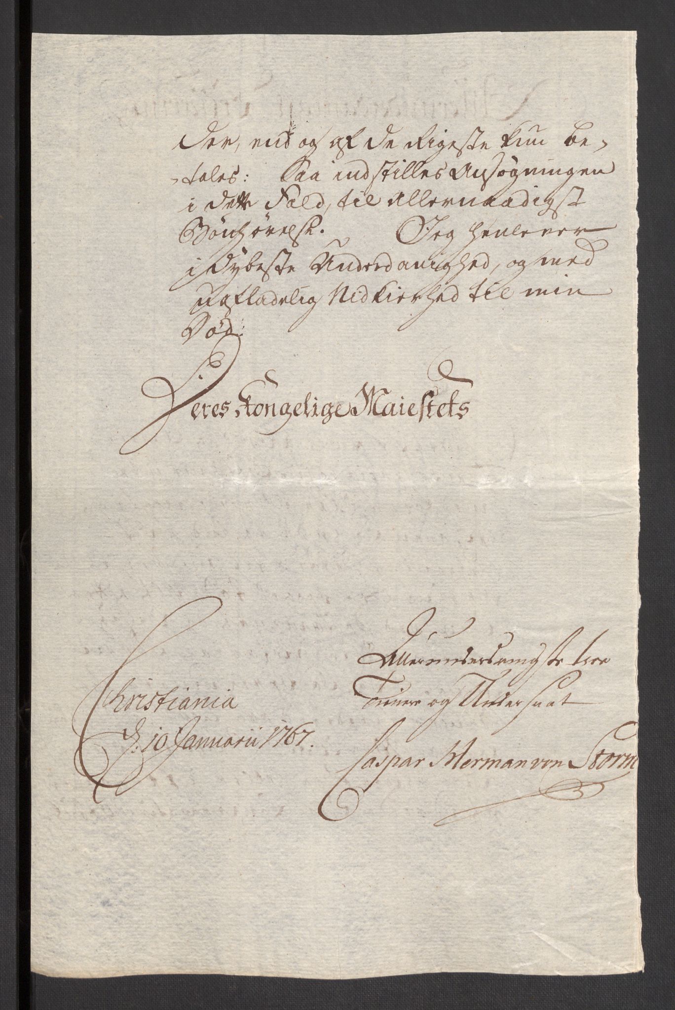 Danske Kanselli 1572-1799, RA/EA-3023/F/Fc/Fcc/Fcca/L0194: Norske innlegg 1572-1799, 1767, s. 164