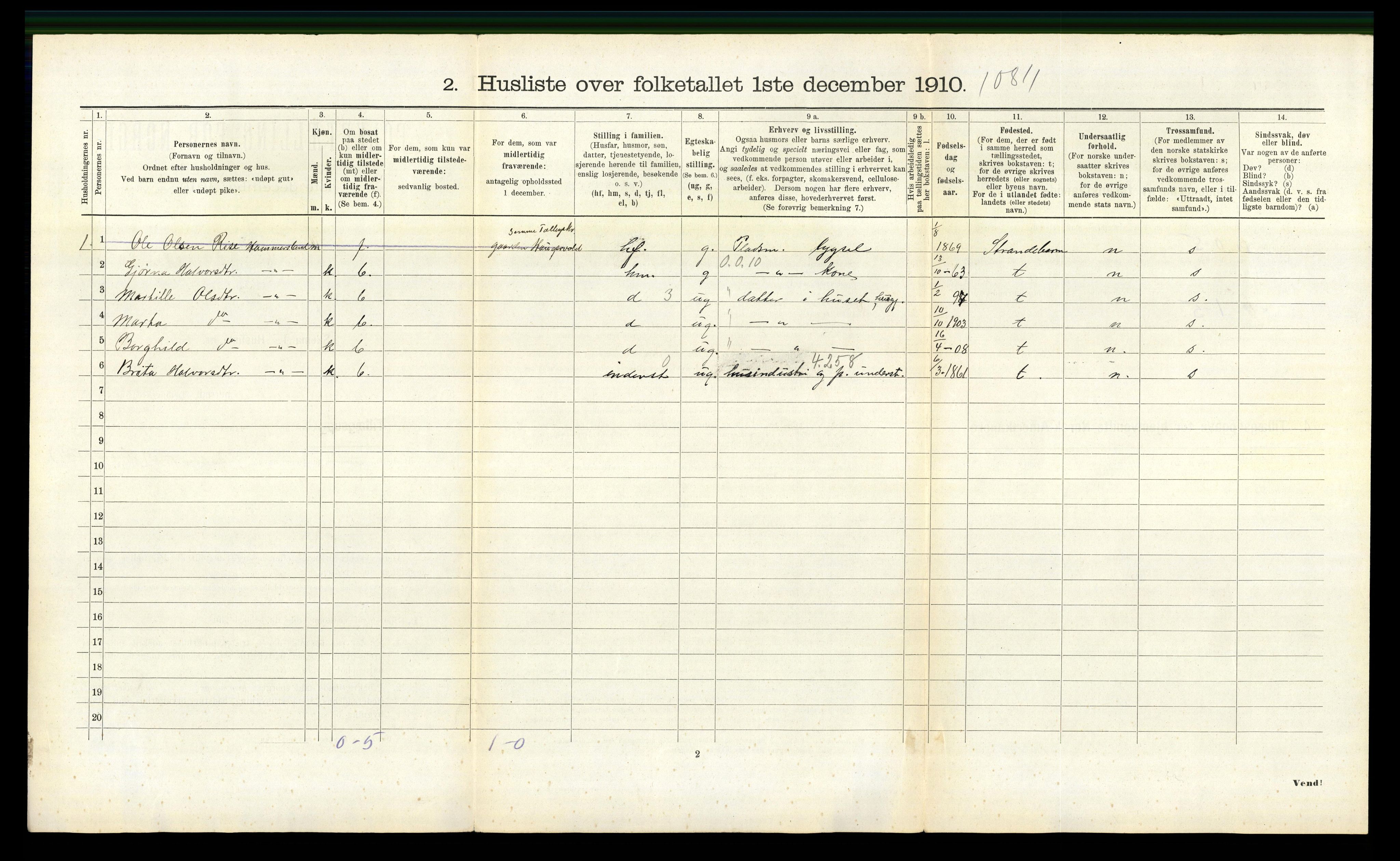 RA, Folketelling 1910 for 1239 Hålandsdal herred, 1910, s. 97