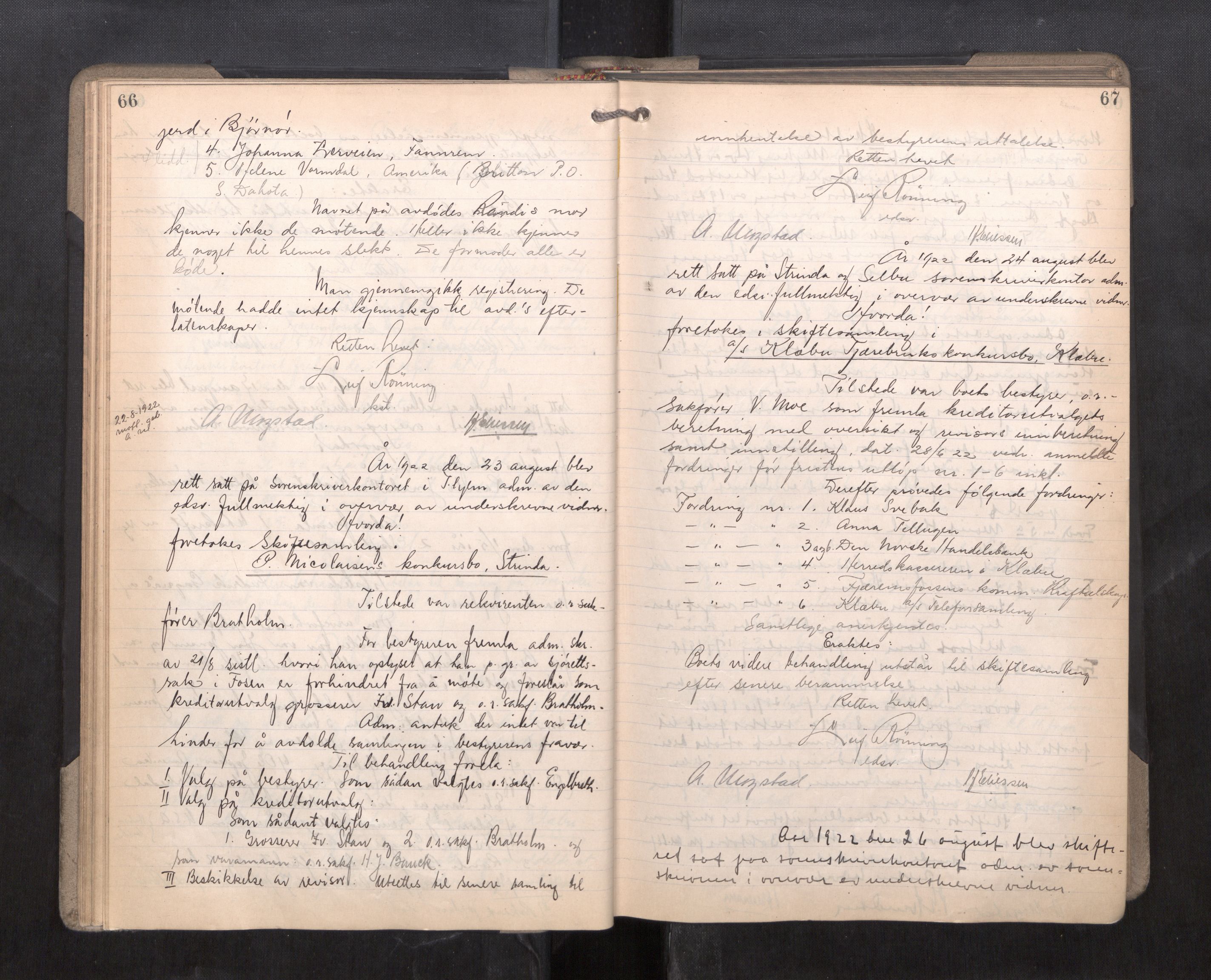 Strinda og Selbu sorenskriveri, AV/SAT-A-0015/3/3B/L0014: Skifteforhandlingsprot. 14, 1922-1924, s. 66-67