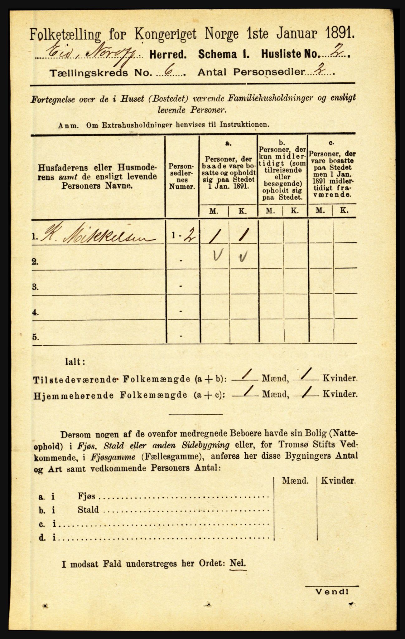 RA, Folketelling 1891 for 1443 Eid herred, 1891, s. 1432