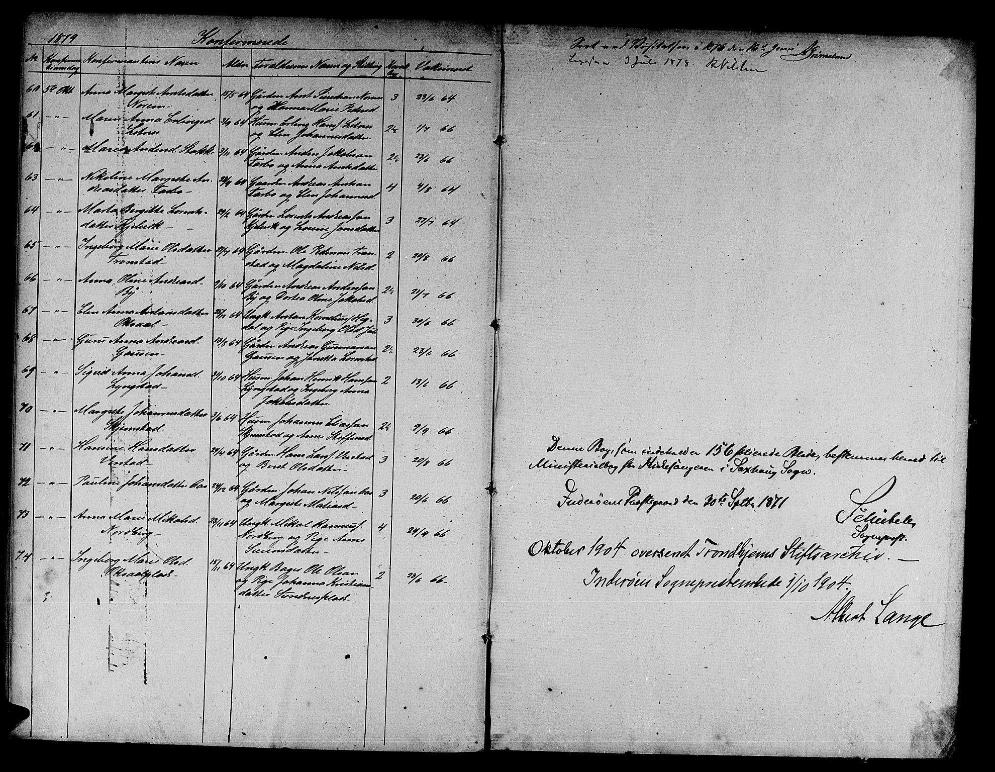 Ministerialprotokoller, klokkerbøker og fødselsregistre - Nord-Trøndelag, AV/SAT-A-1458/730/L0300: Klokkerbok nr. 730C03, 1872-1879, s. 157