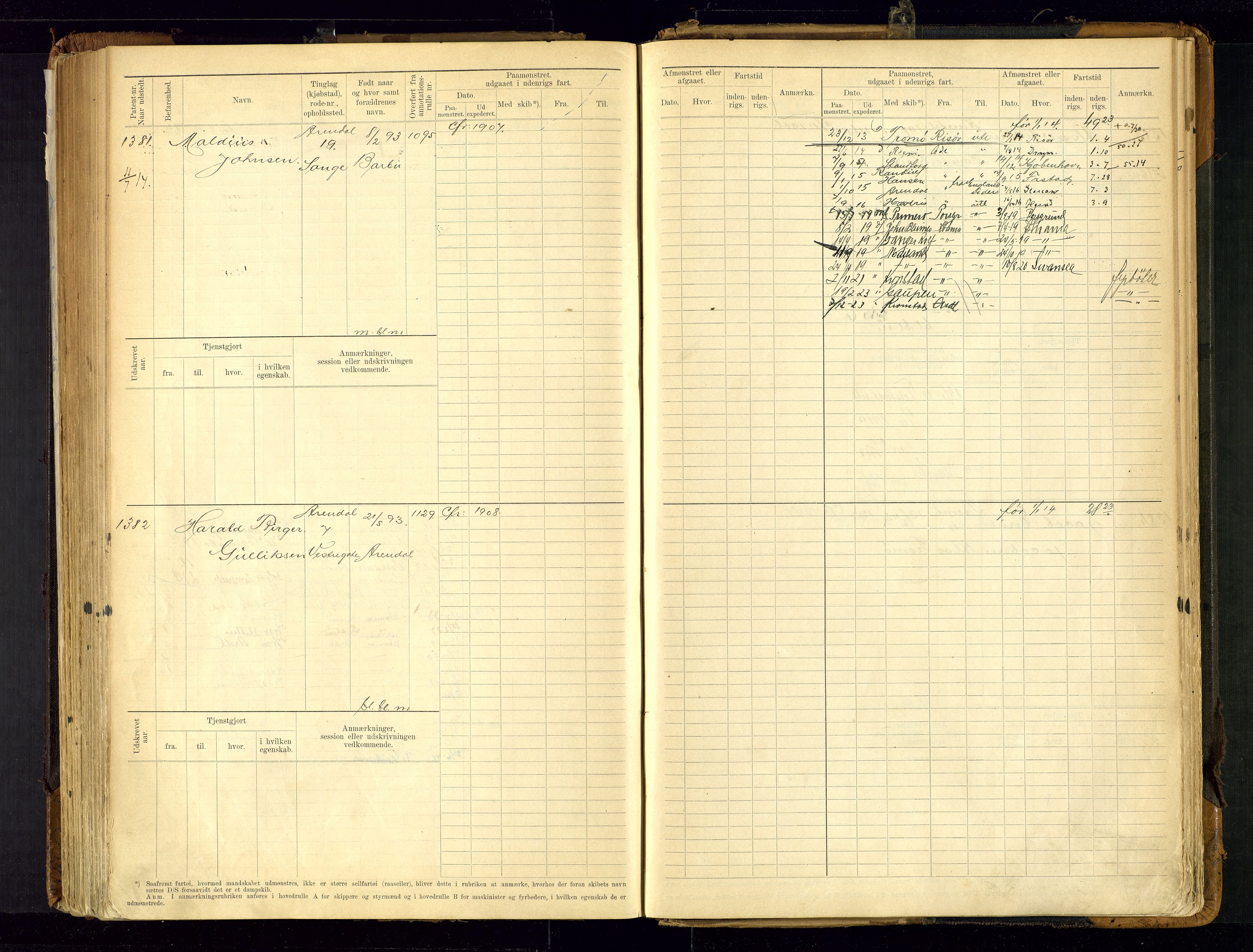 Arendal mønstringskrets, SAK/2031-0012/F/Fb/L0021: Hovedrulle A nr 969-1465, S-19, 1910-1914, s. 211