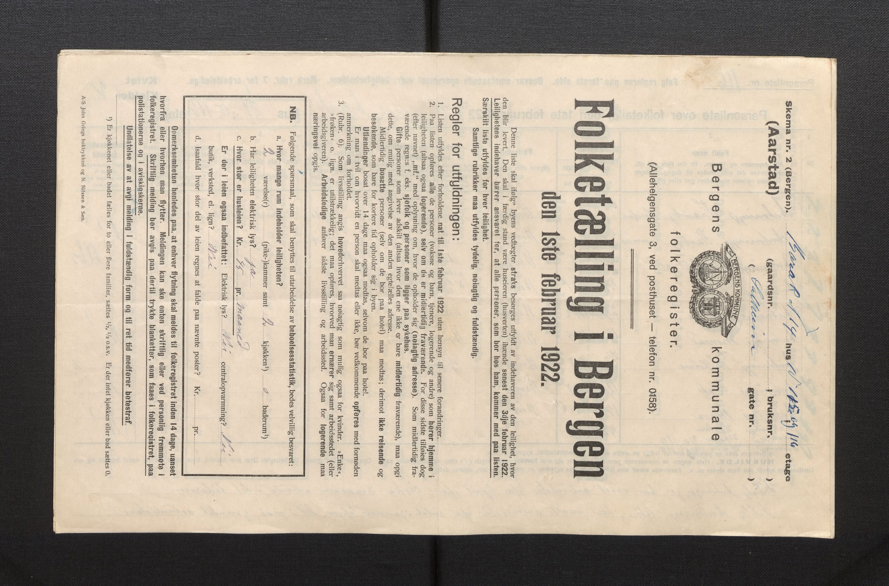 SAB, Kommunal folketelling 1922 for Bergen kjøpstad, 1922, s. 57513