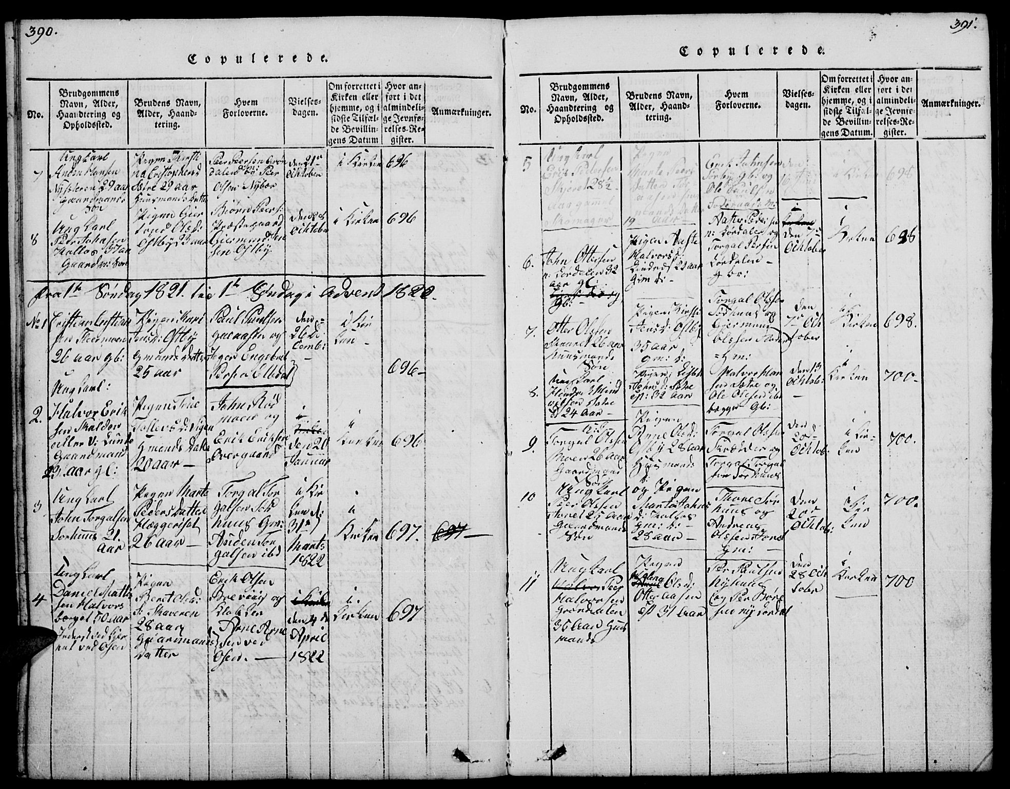 Trysil prestekontor, AV/SAH-PREST-046/H/Ha/Hab/L0004: Klokkerbok nr. 4, 1814-1841, s. 390-391