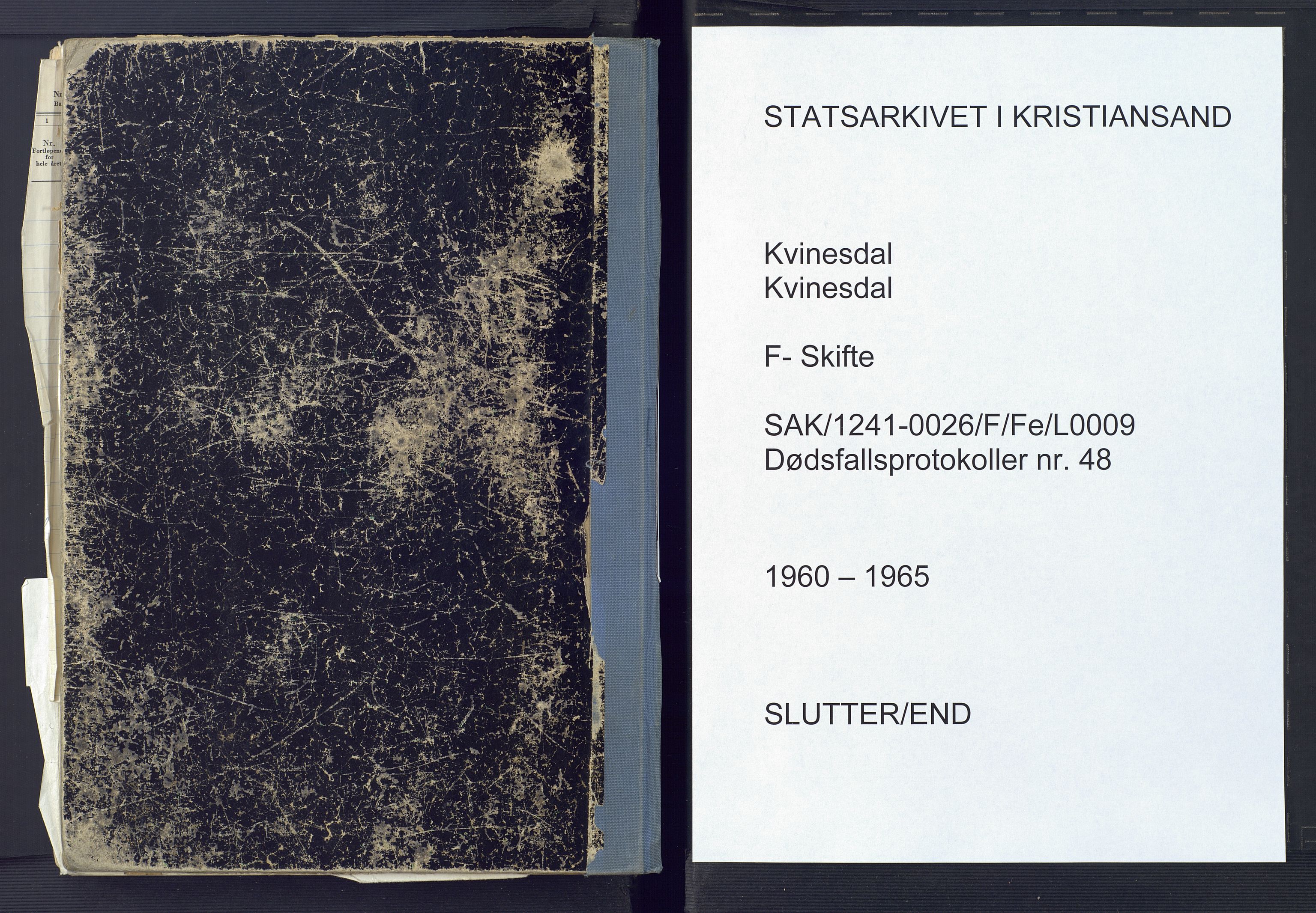 Kvinesdal lensmannskontor, AV/SAK-1241-0026/F/Fe/L0009: Dødsfallsprotokoll nr 48, 1960-1965