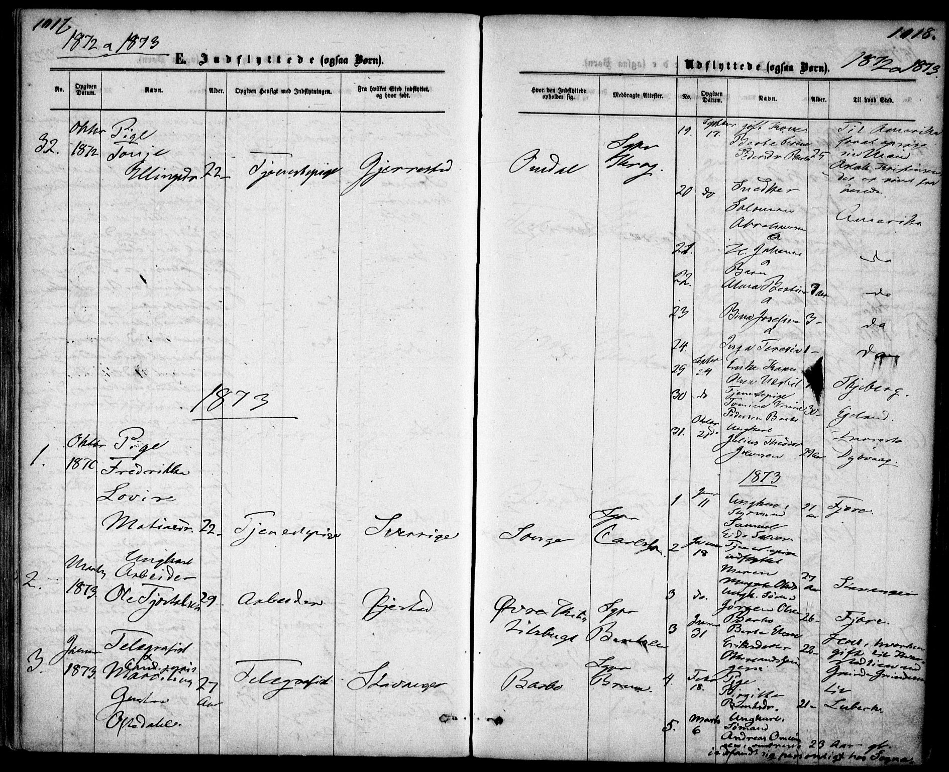 Tromøy sokneprestkontor, SAK/1111-0041/F/Fa/L0008: Ministerialbok nr. A 8, 1870-1877, s. 1017-1018
