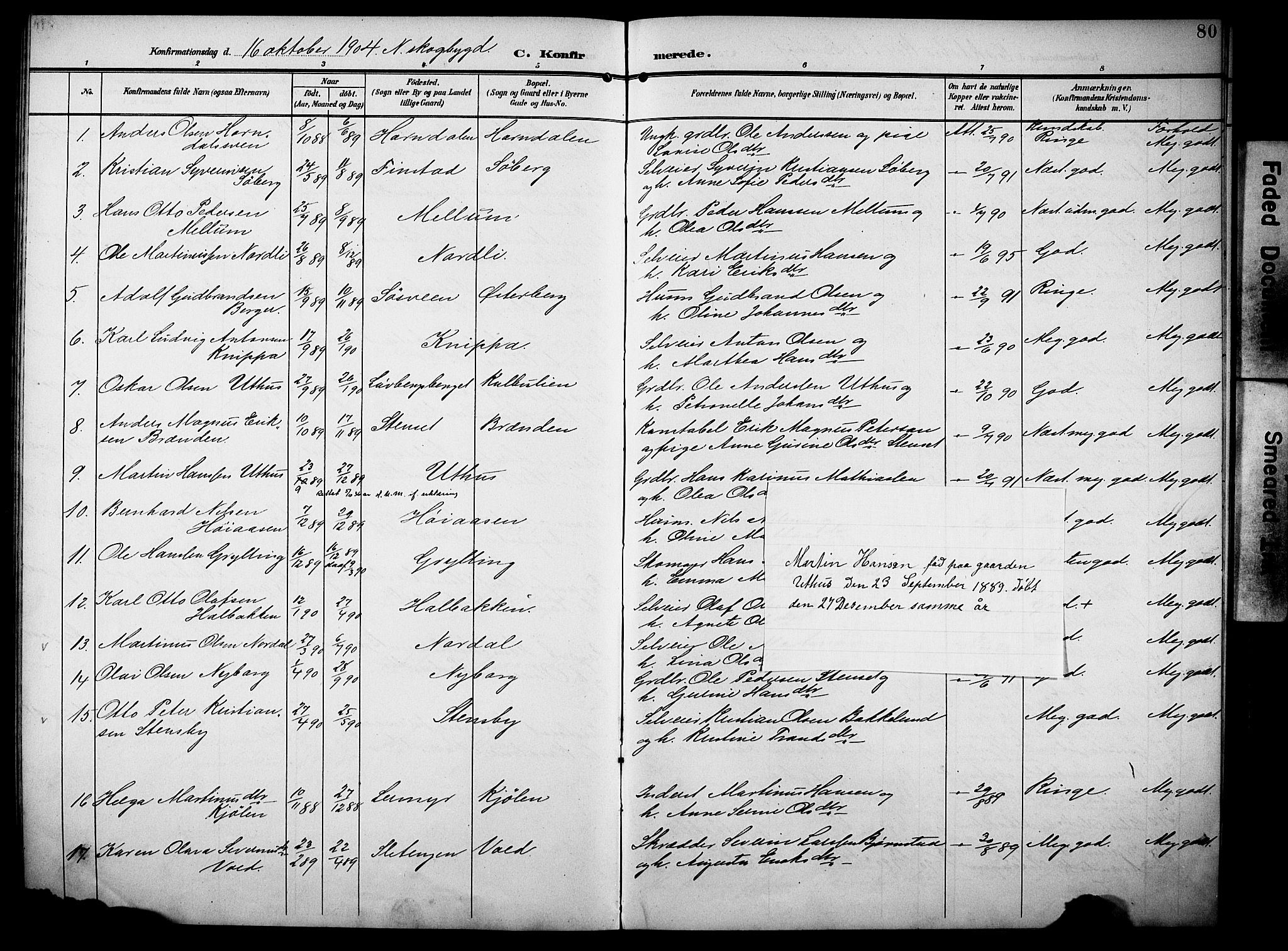 Elverum prestekontor, AV/SAH-PREST-044/H/Ha/Haa/L0016: Ministerialbok nr. 16, 1903-1912, s. 80