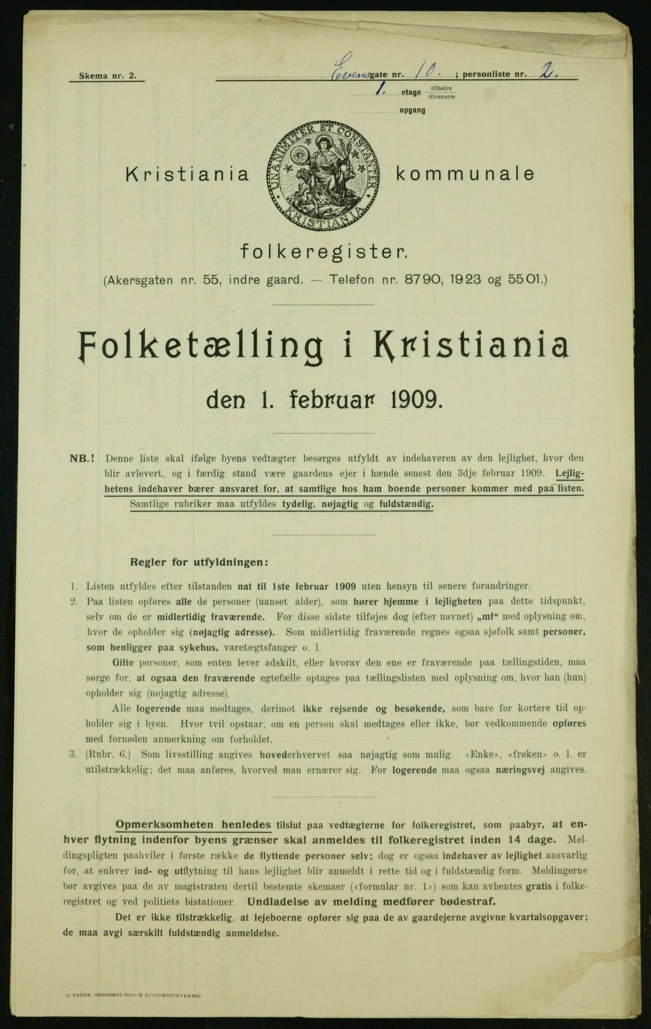 OBA, Kommunal folketelling 1.2.1909 for Kristiania kjøpstad, 1909, s. 20665