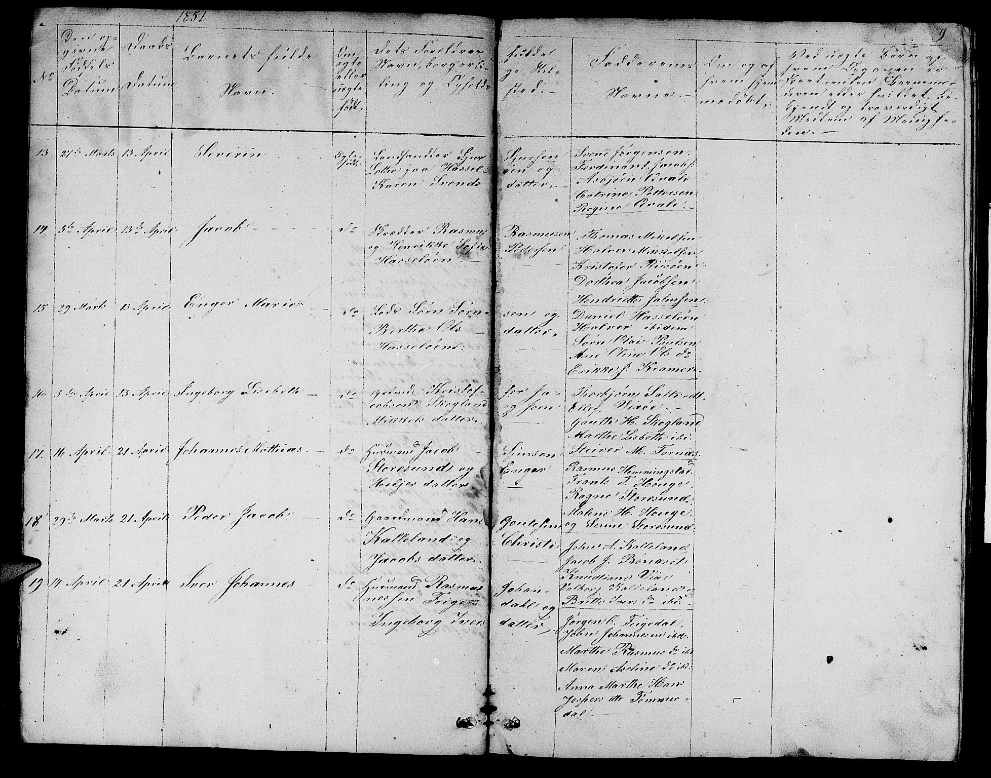 Torvastad sokneprestkontor, AV/SAST-A -101857/H/Ha/Hab/L0004: Klokkerbok nr. B 4, 1850-1864, s. 9