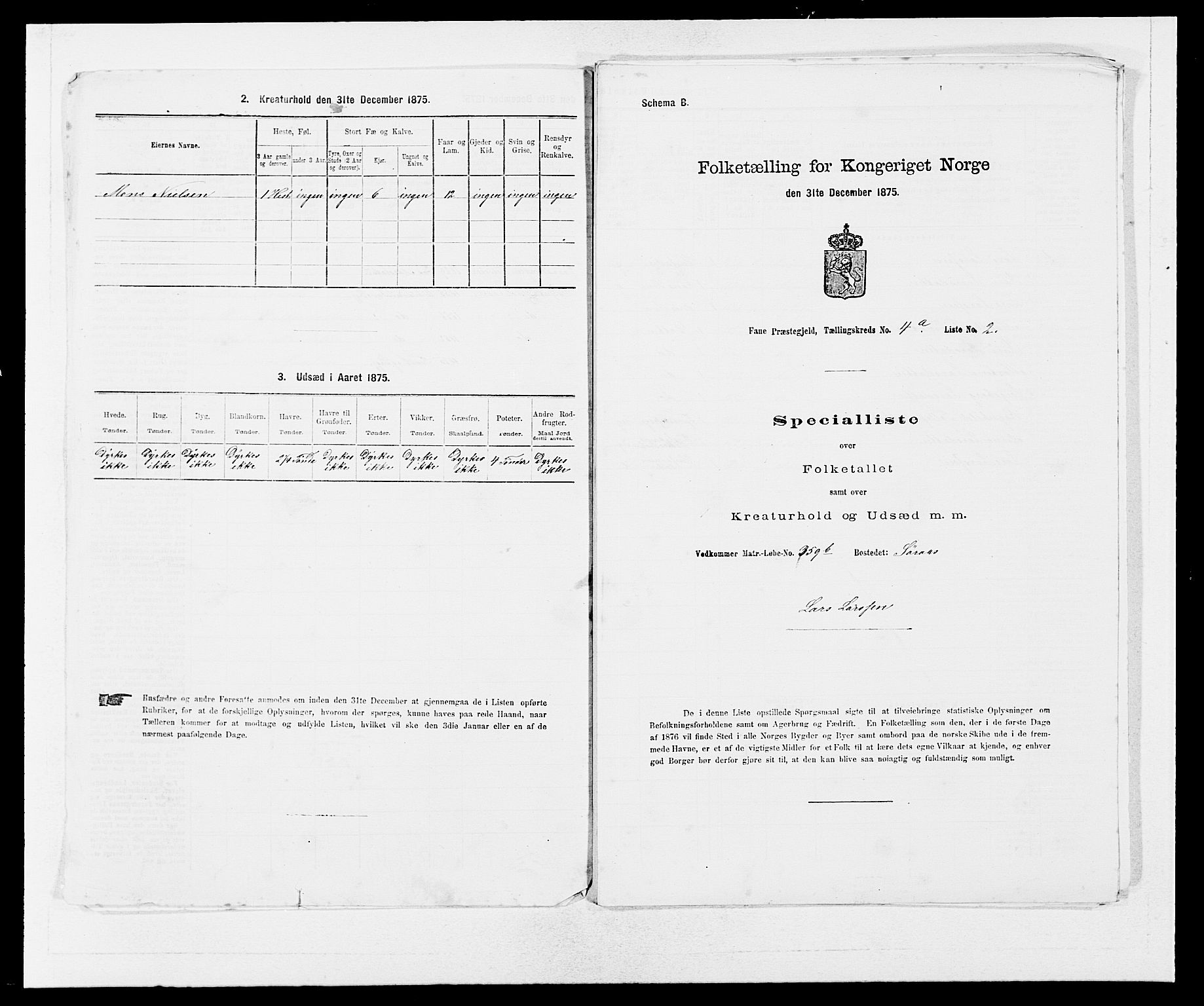 SAB, Folketelling 1875 for 1249P Fana prestegjeld, 1875, s. 420