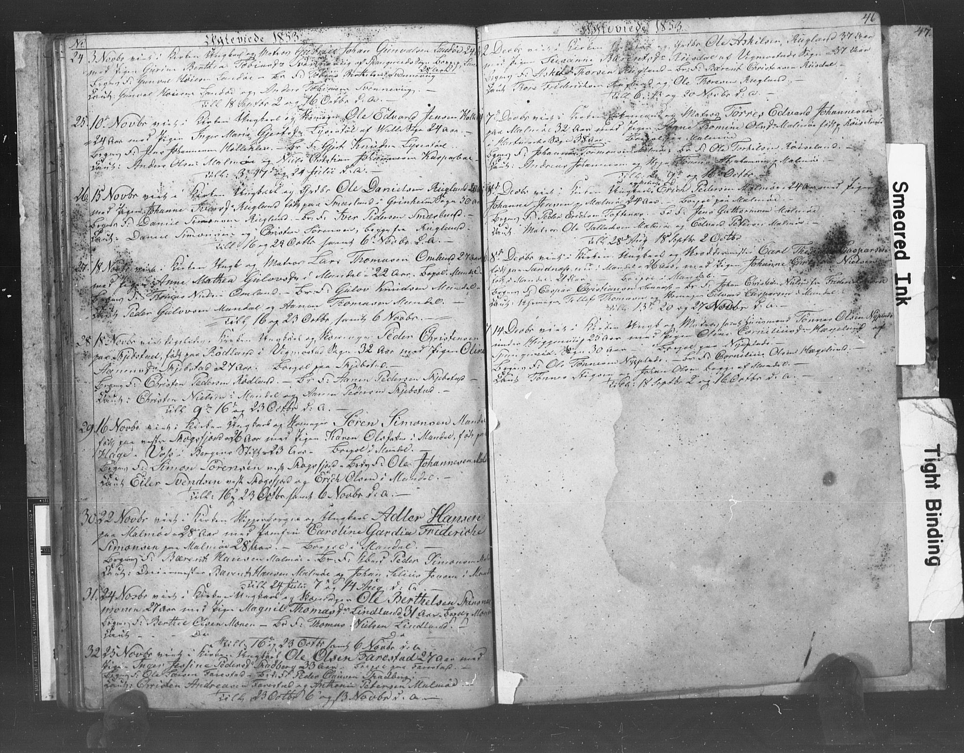 Mandal sokneprestkontor, AV/SAK-1111-0030/F/Fb/Fba/L0007: Klokkerbok nr. B 1G, 1850-1853, s. 46