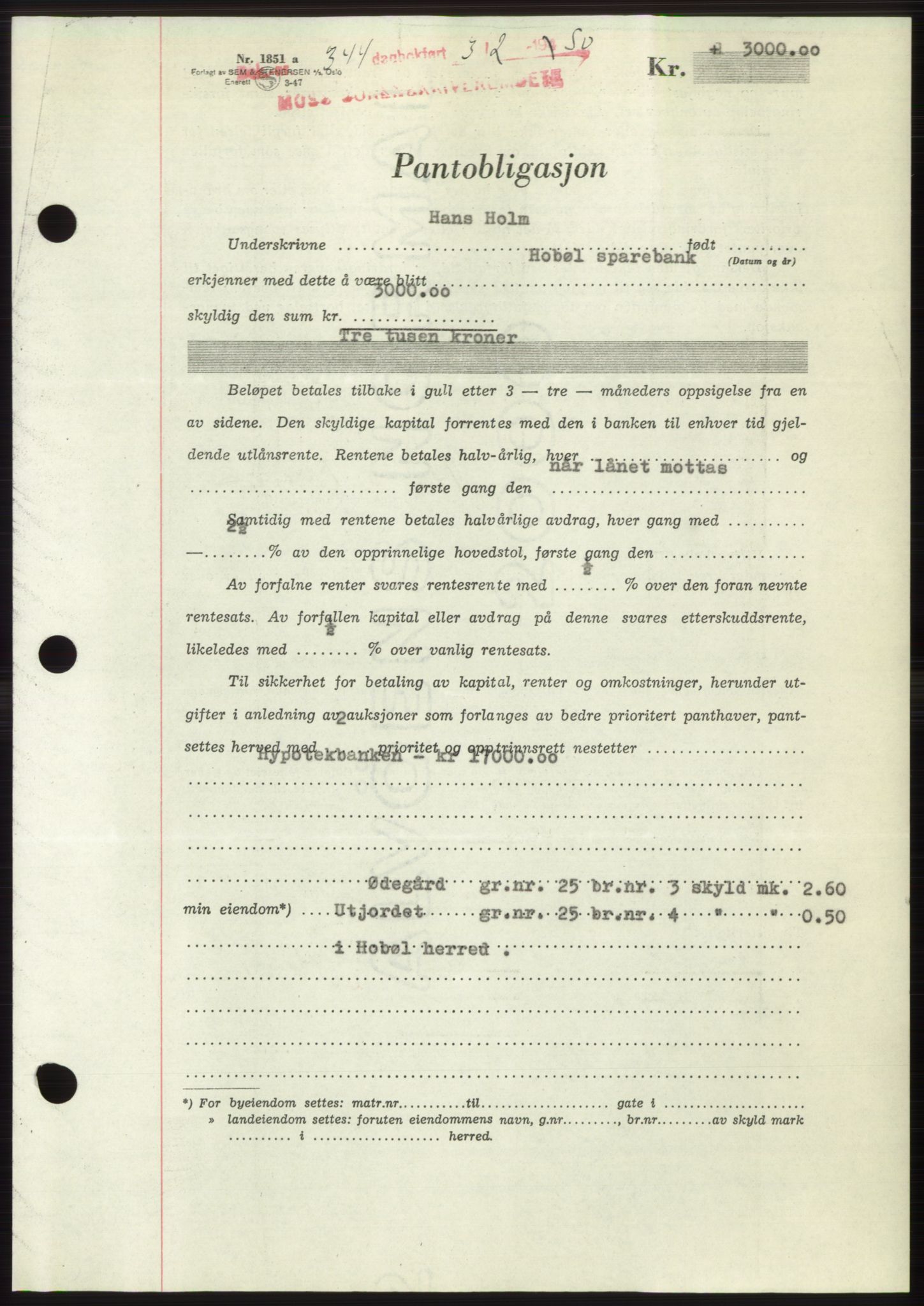 Moss sorenskriveri, SAO/A-10168: Pantebok nr. B23, 1949-1950, Dagboknr: 344/1950