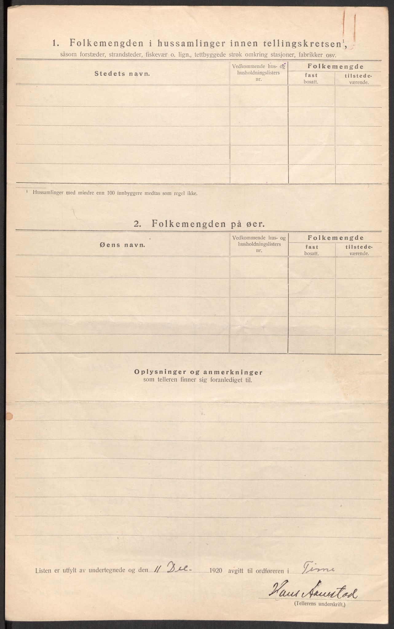 SAST, Folketelling 1920 for 1121 Time herred, 1920, s. 32