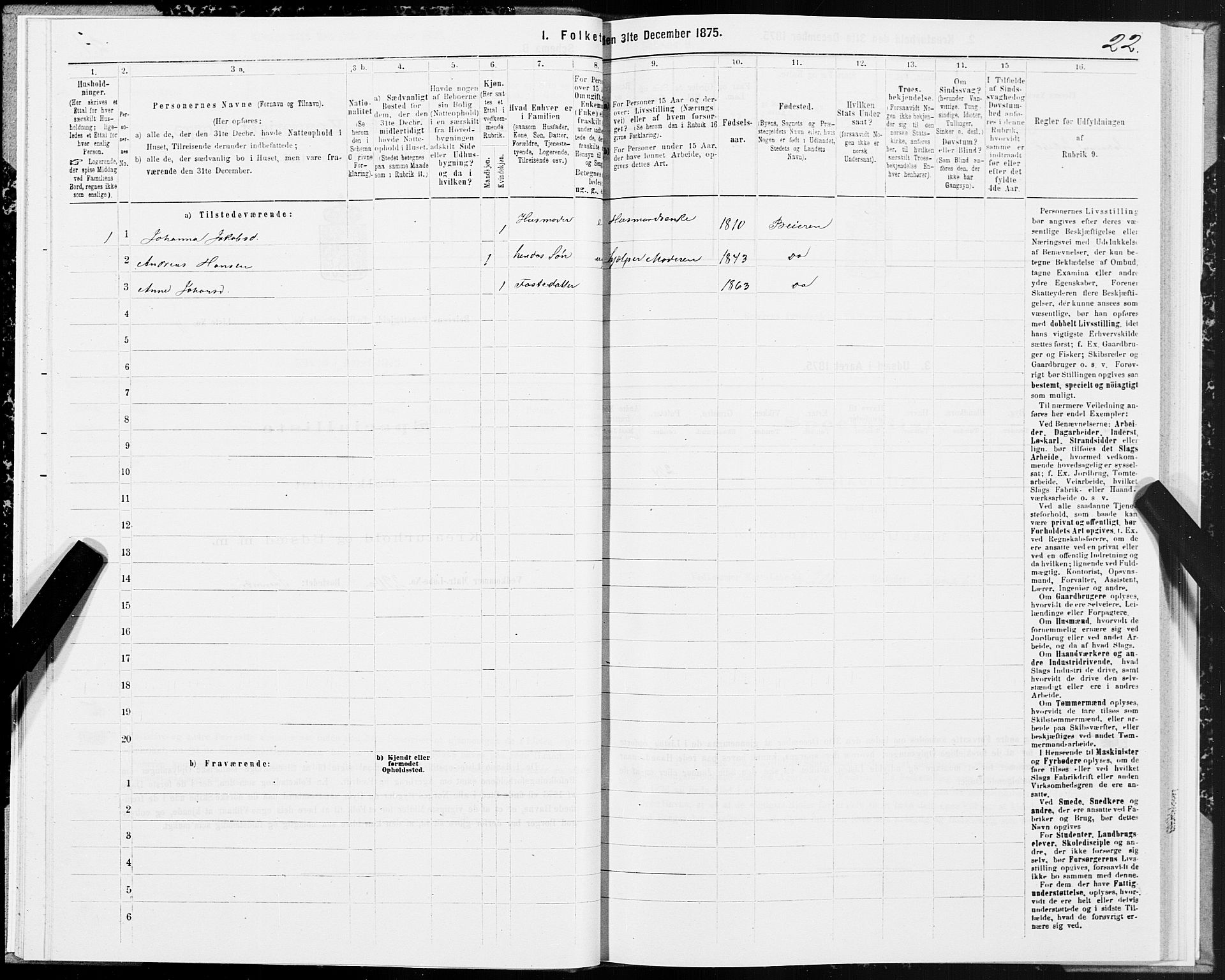 SAT, Folketelling 1875 for 1839P Beiarn prestegjeld, 1875, s. 1022