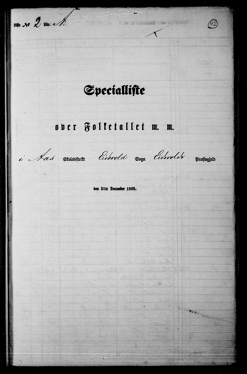 RA, Folketelling 1865 for 0237P Eidsvoll prestegjeld, 1865, s. 35