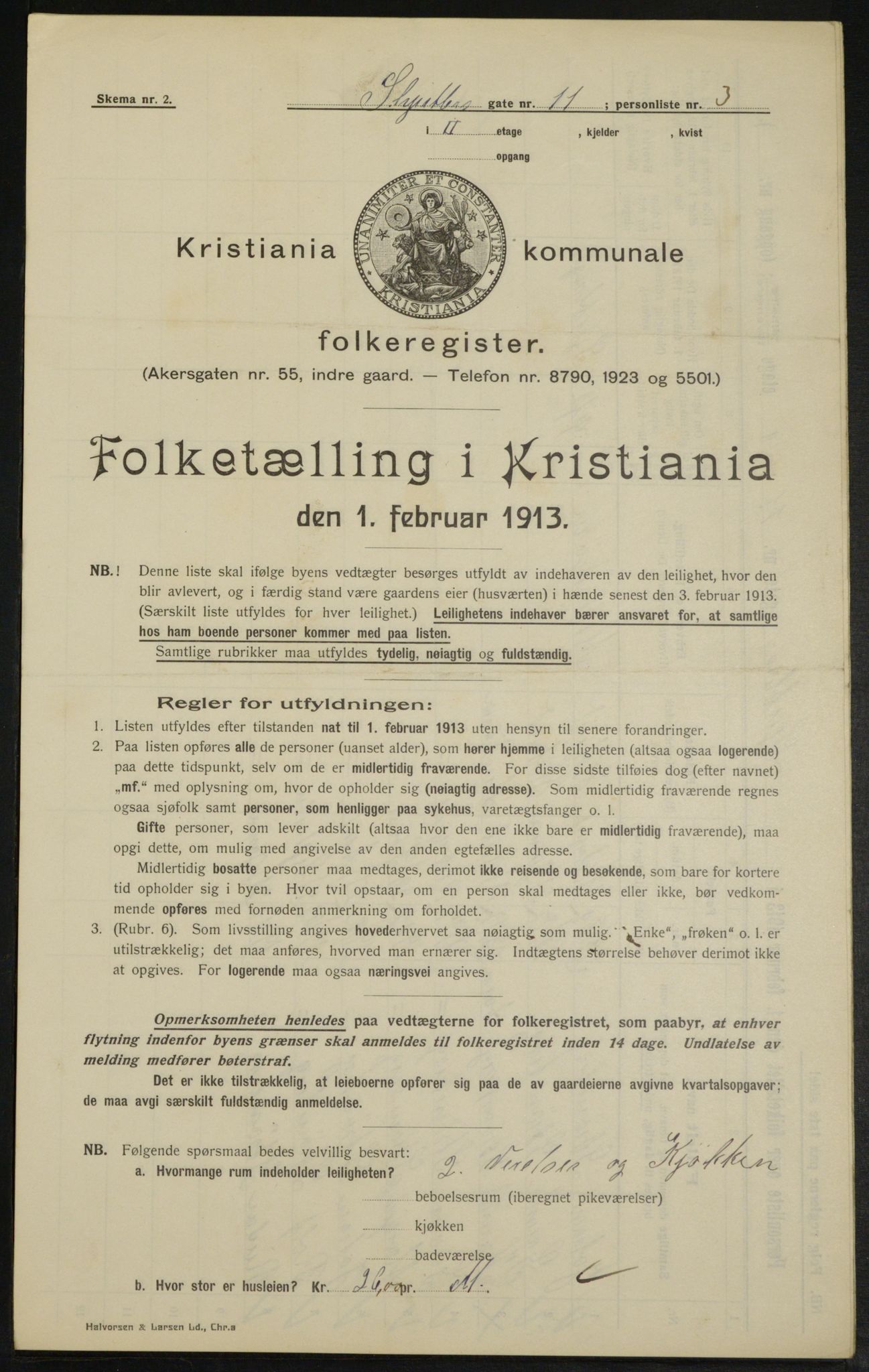 OBA, Kommunal folketelling 1.2.1913 for Kristiania, 1913, s. 92912